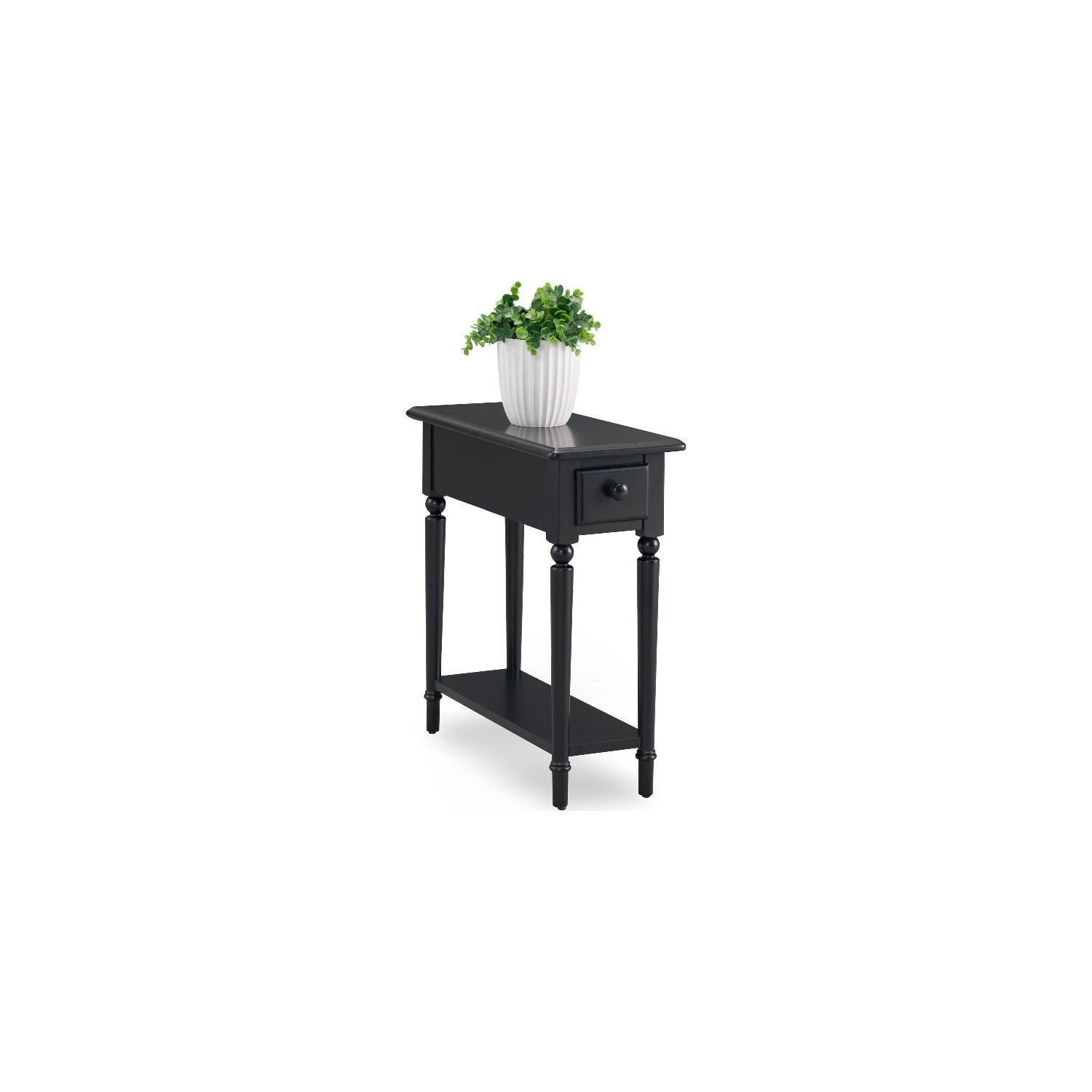 Leick Coastal Notions End Table with Shelf in Swan Black