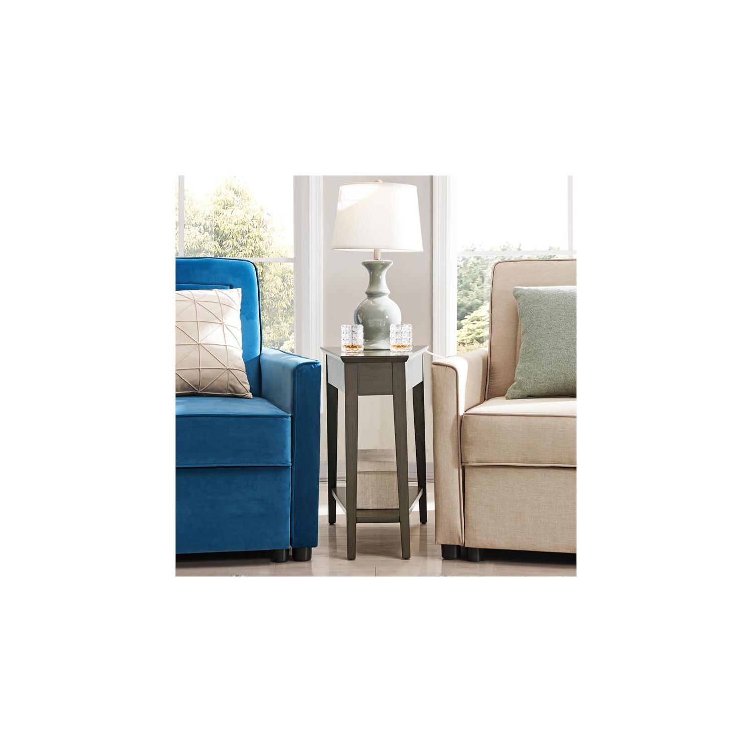 Leick Furniture Favorite Finds Solid Wood Recliner Wedge Table in Soft Smoke Gray