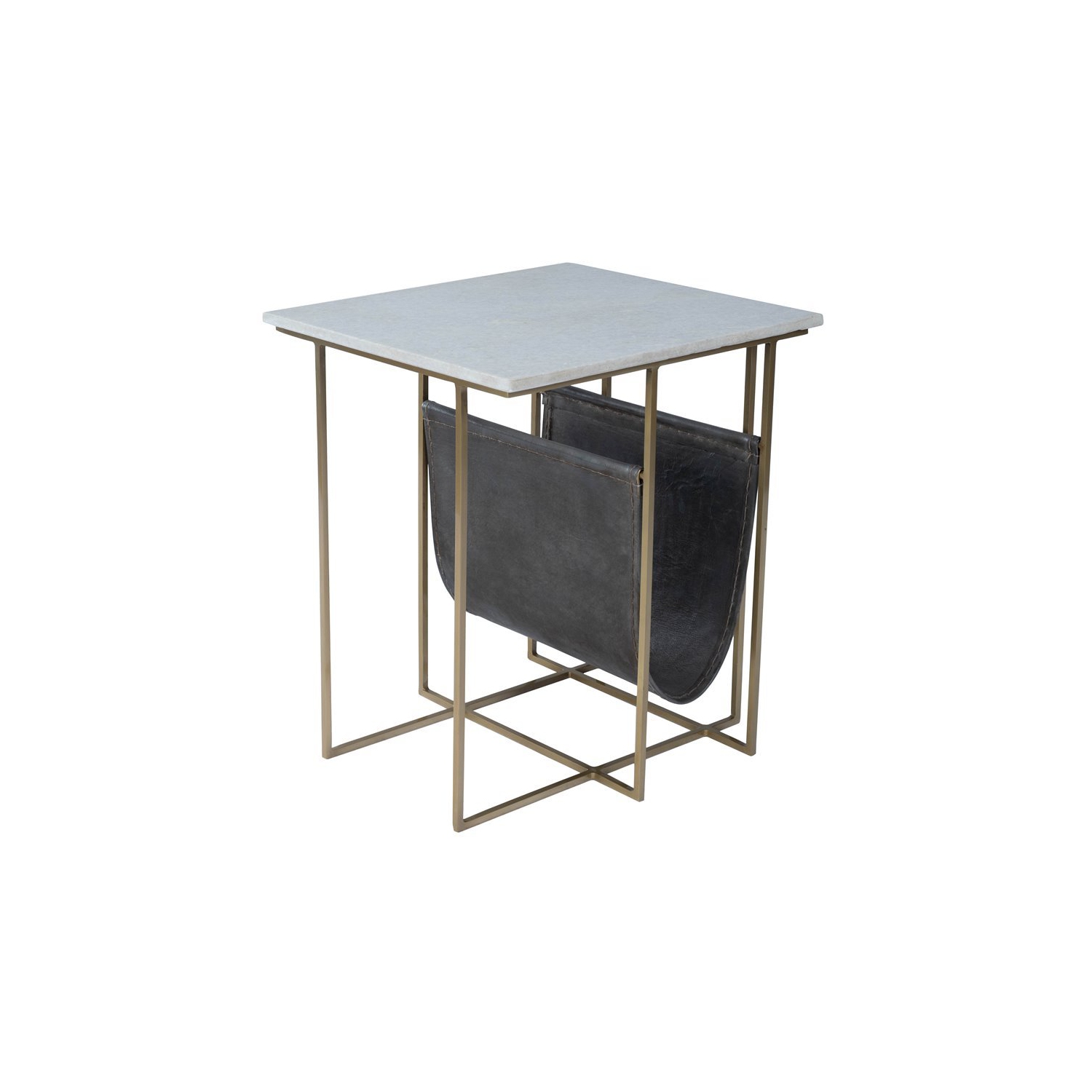 Butler Specialty Stephanik Marble and Leather Magazine Table in Beige
