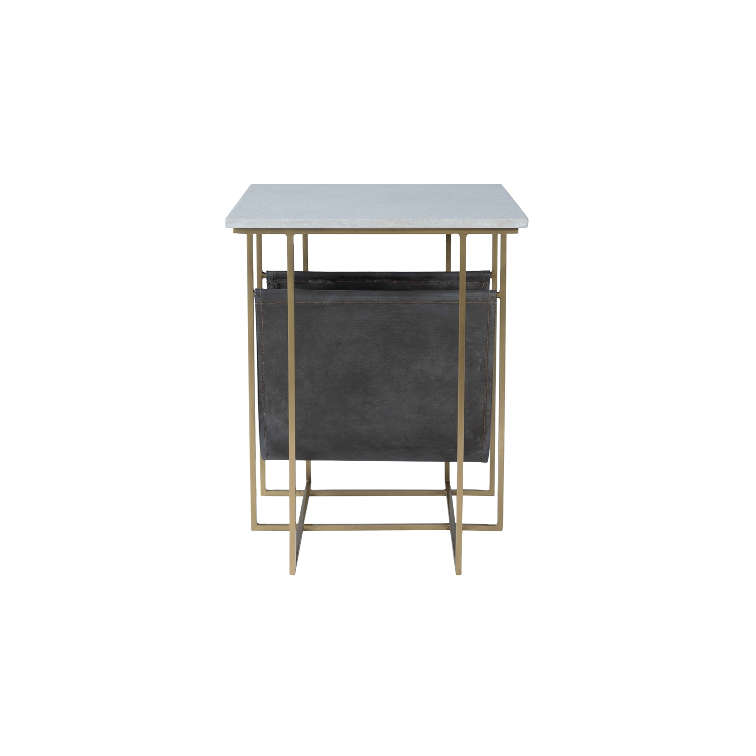 Butler Specialty Stephanik Marble and Leather Magazine Table in Beige