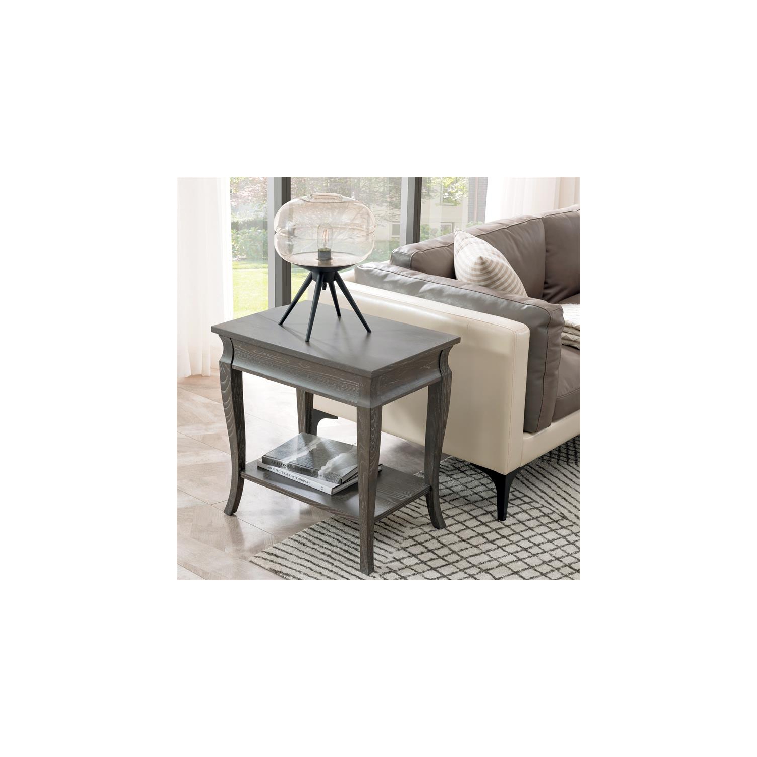Leick Furniture Luna Solid Wood Narrow End Table in Washed Gray