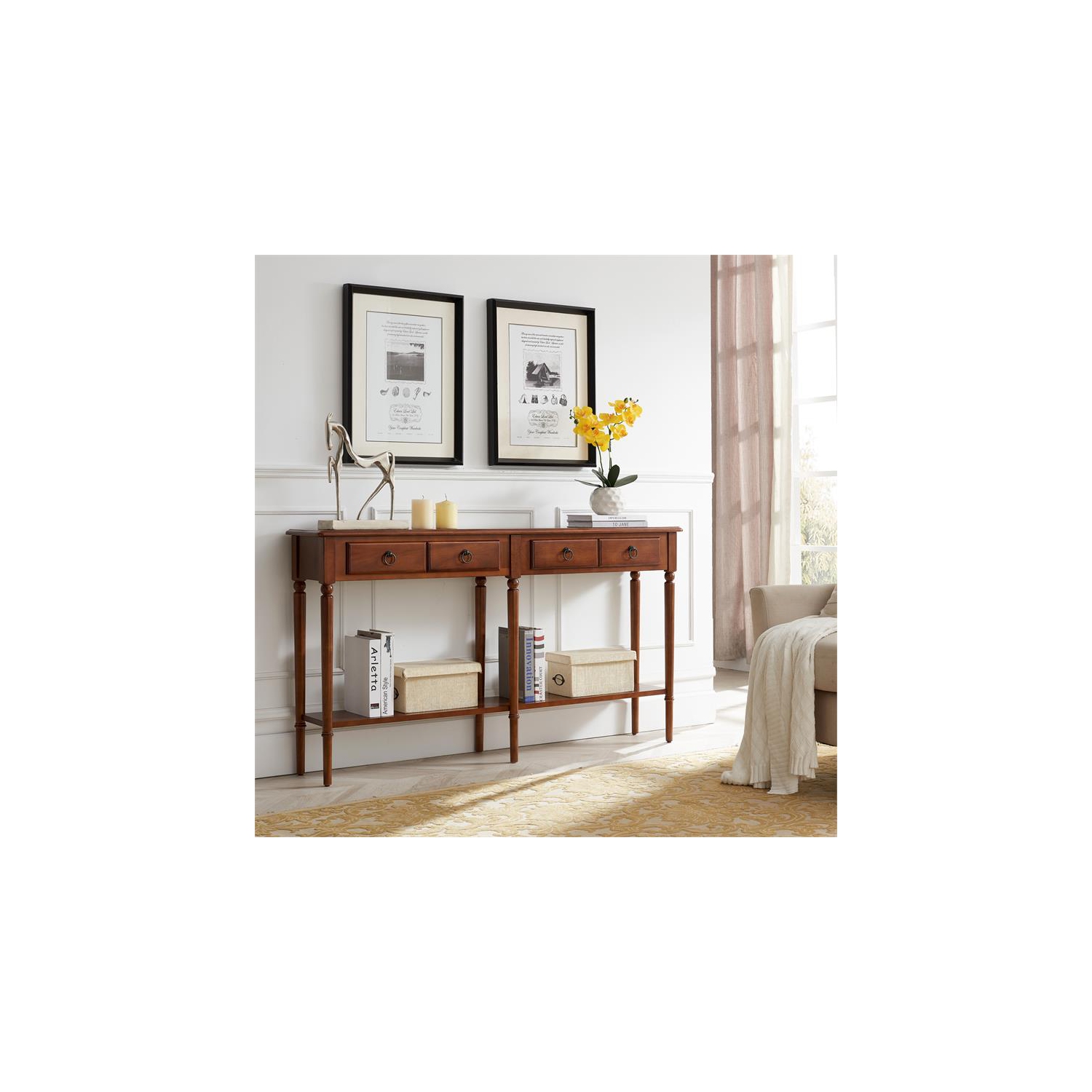 Table d’entrée double en bois Coastal Notions de Leick Home - Brun pacane riche