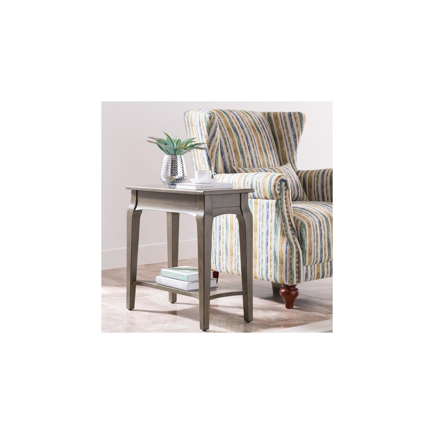 Leick Furniture Stratus Solid Wood Narrow End Table in Gray