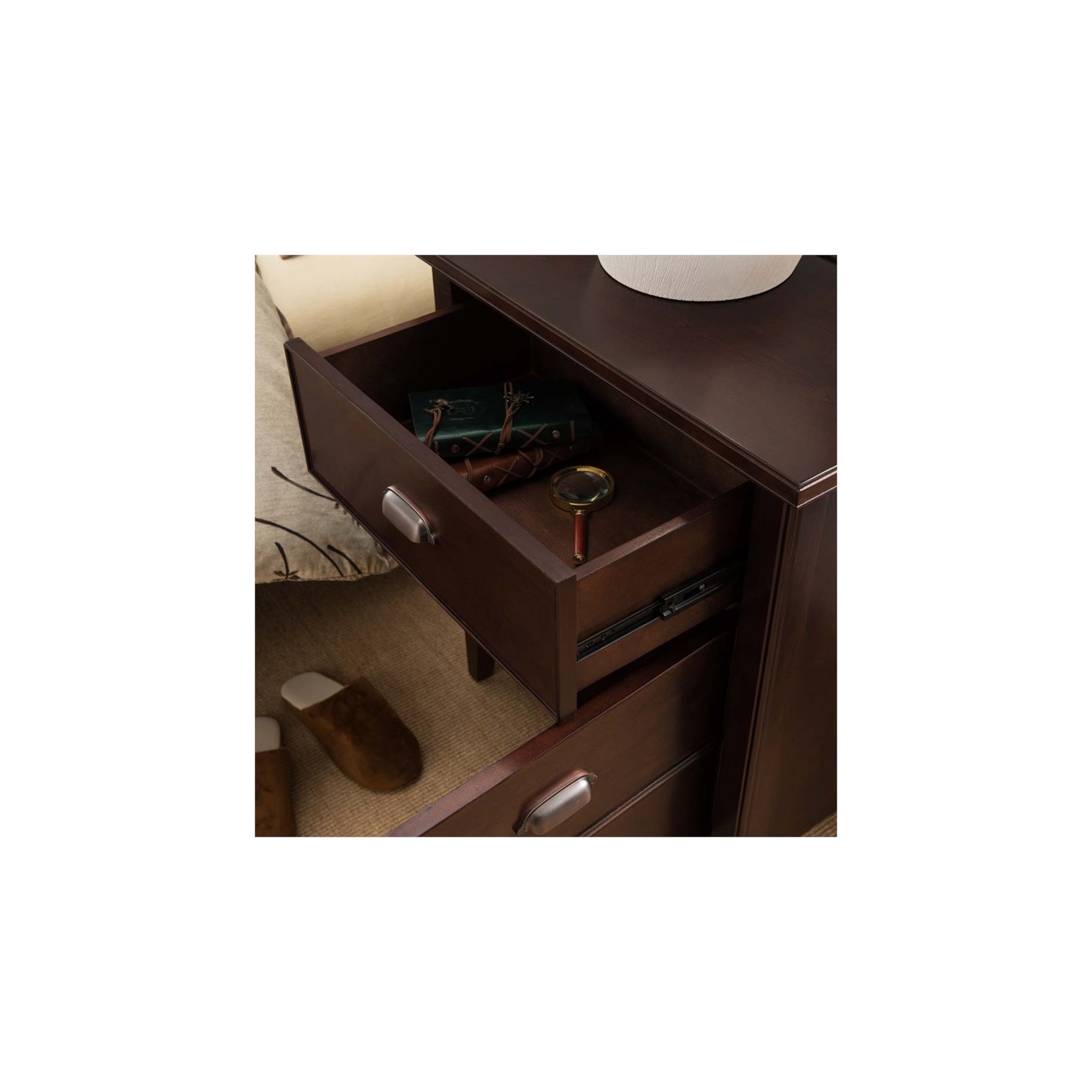 Laurent with USB-C Fast Charging Station and AC/USB Outlet in Chocolate Cherry