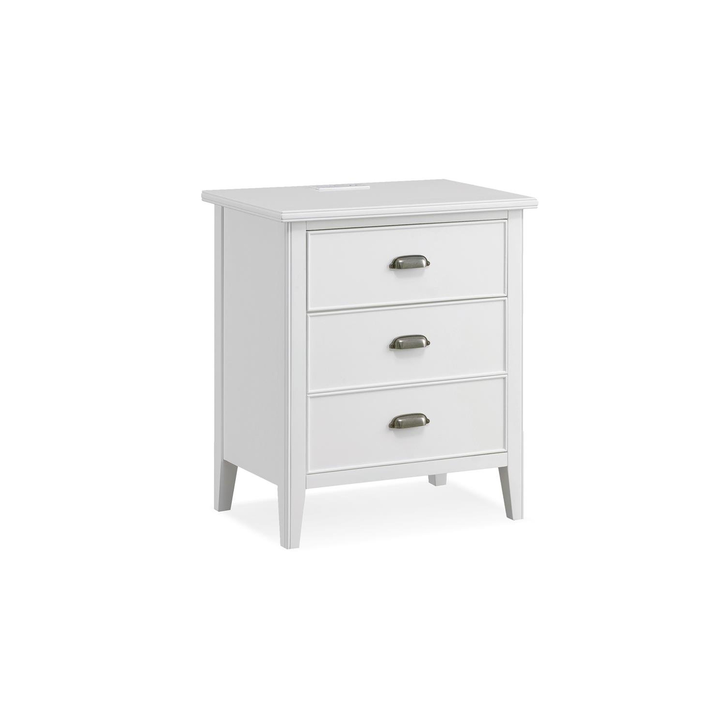 Laurent Nightstand with Drawer/Door Storage and AC/USB Outlet in Orchid White