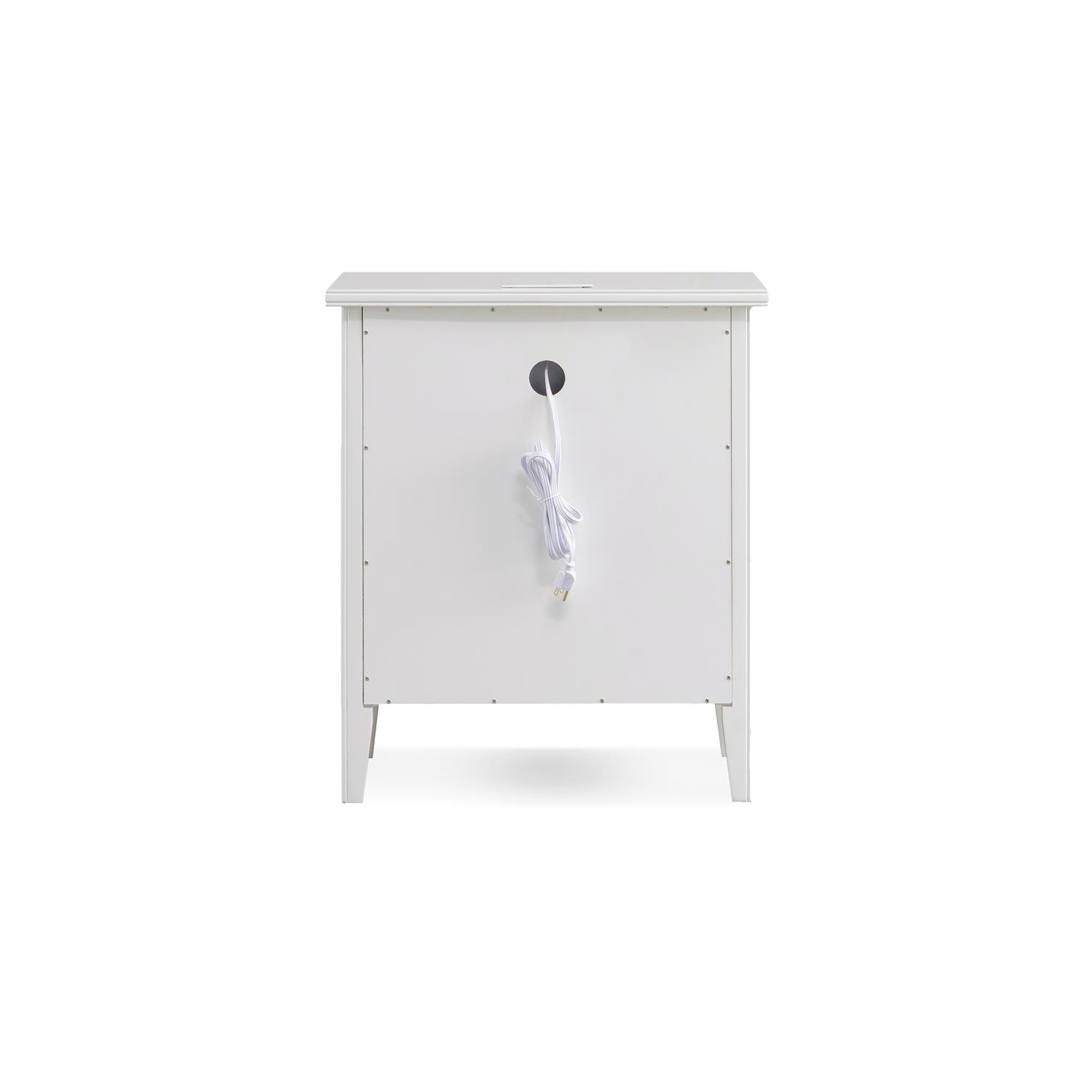 Laurent Nightstand with Drawer/Door Storage and AC/USB Outlet in Orchid White