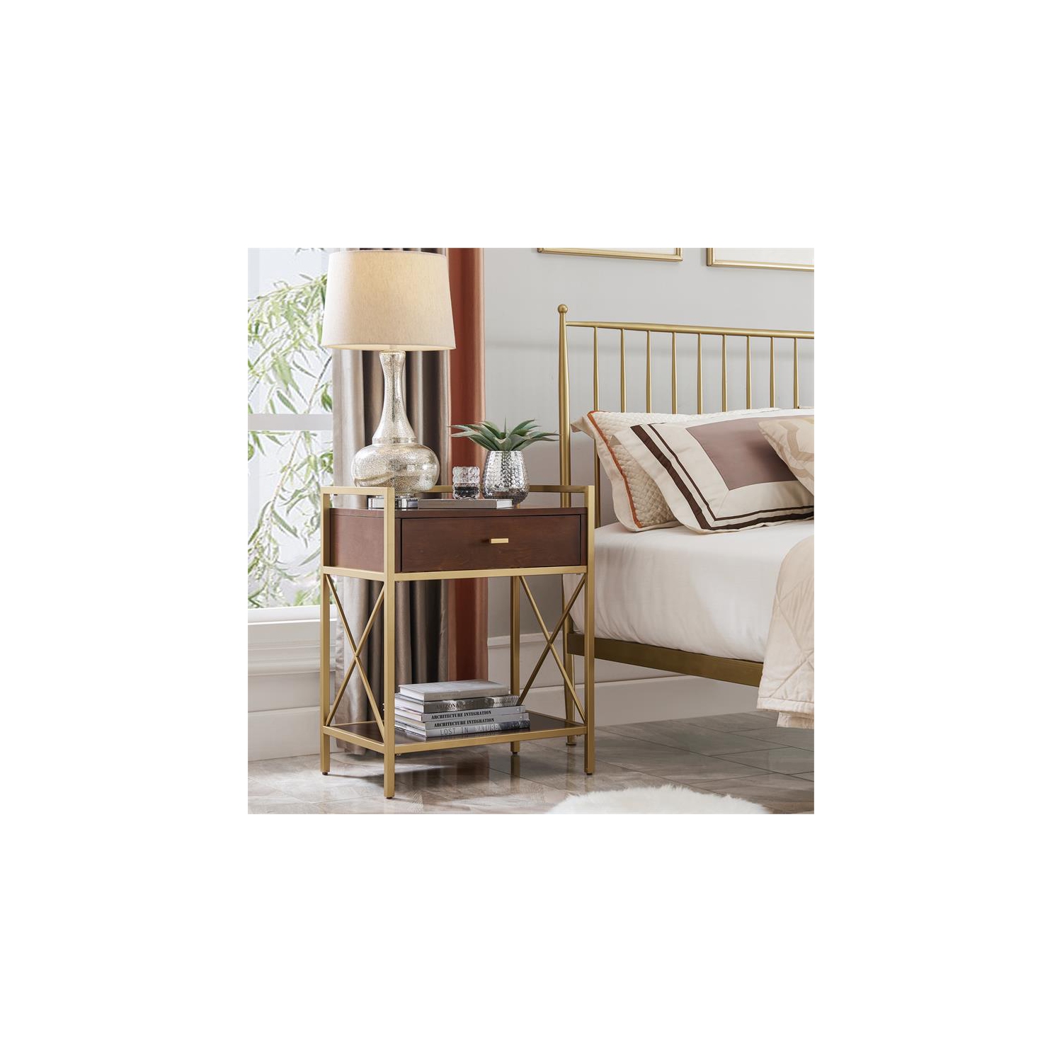 Leick Home Favorite Finds Nightstand with Top AC/USB Charging in Walnut