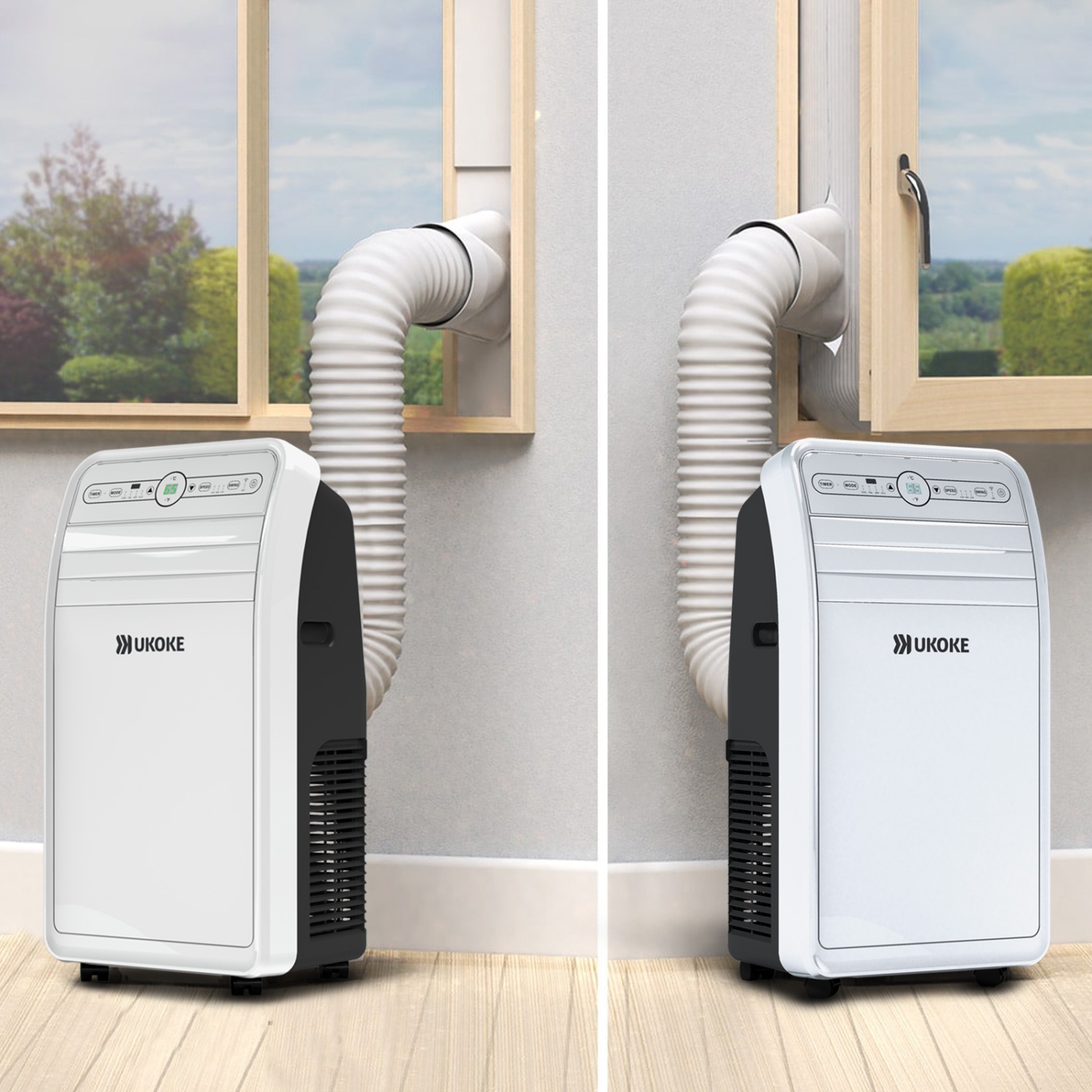 Ukoke 12,000 BTU Wi-Fi Portable Air Conditioner with Heat, Dehumidifier in White, Works with Alexa