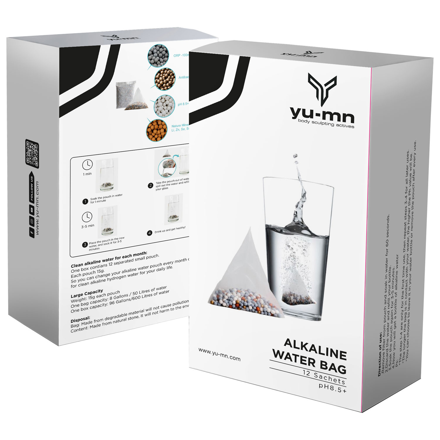 Sachets d'eau alcalins de Yu-mn - 12 sachets