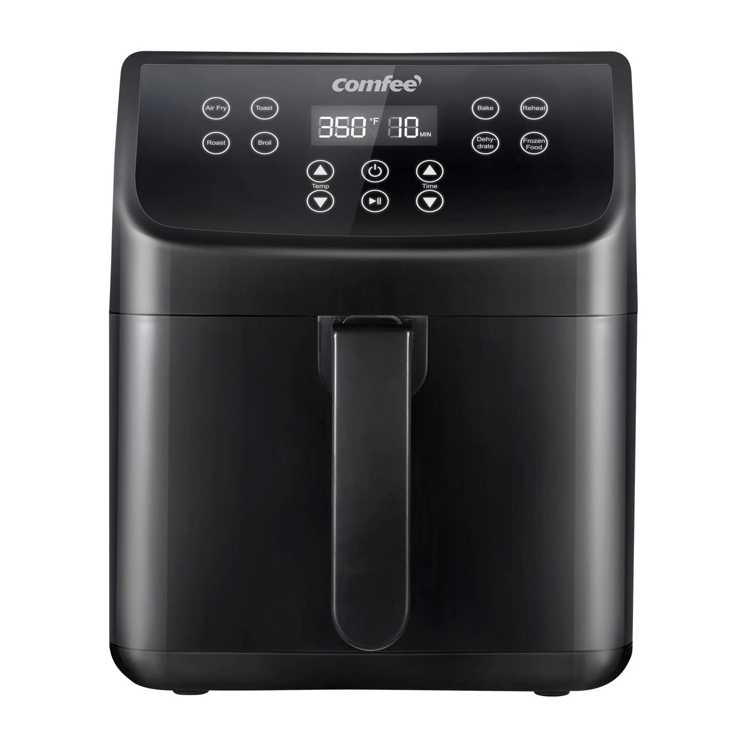 COMFEE' 5.8Qt Digital Air Fryer, Toaster Oven & Oilless Cooker, 1700W with 8 Preset Functions, LED Touchscreen, Shake Reminder, Non-stick Detachable