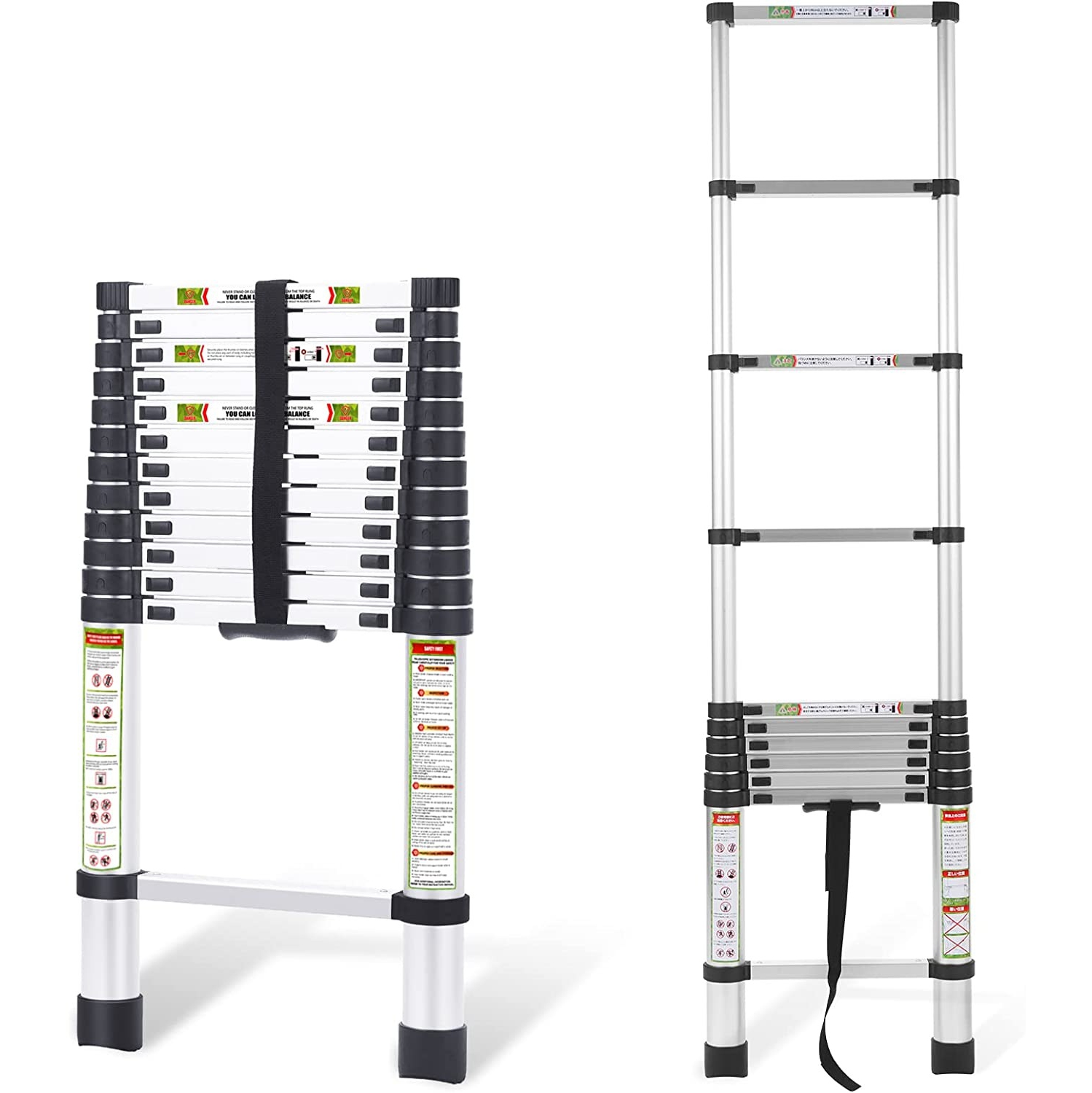 Telescopic Ladder, 16.5FT CoolHut Aluminum Telescoping Ladder with Non-Slip Feet and Stable Hook, Portable Extension Ladder for Household and Outdoor