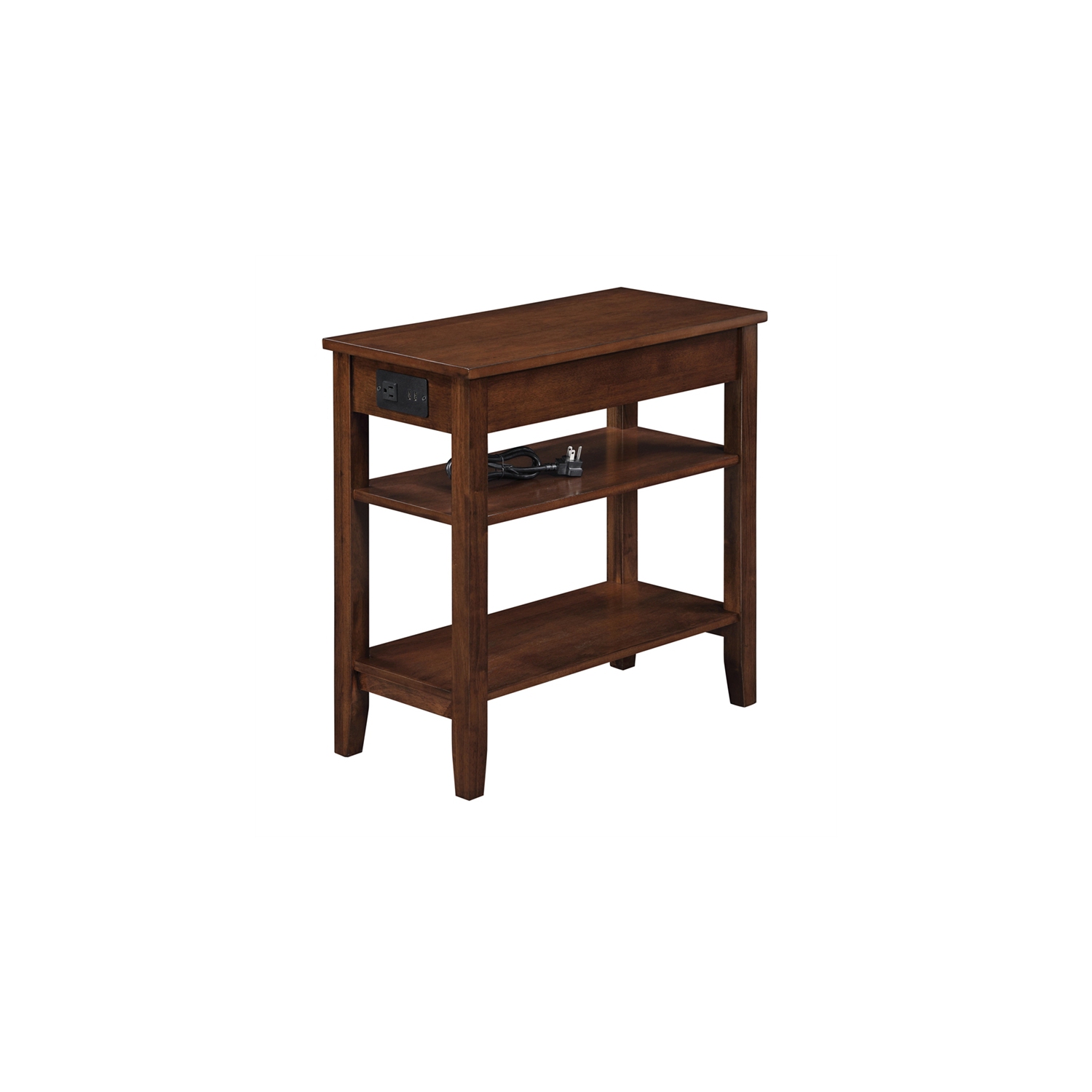 American Heritage One-Drawer End Table w/Charging Station in Espresso Wood