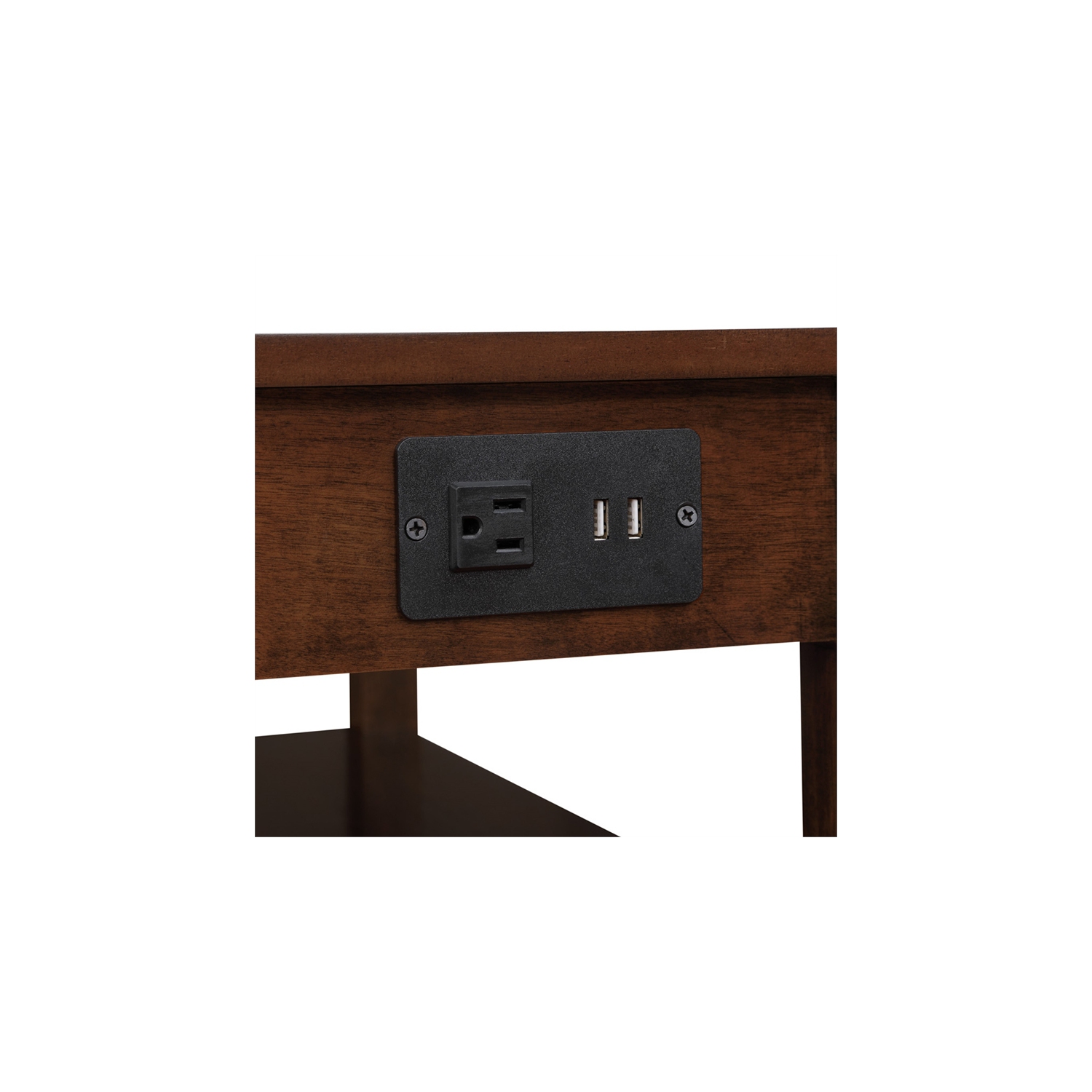 American Heritage One-Drawer End Table w/Charging Station in Espresso Wood