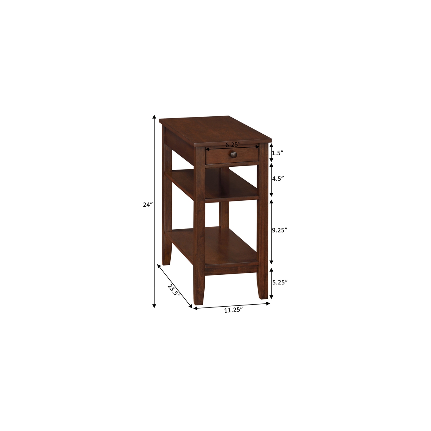 American Heritage One-Drawer End Table w/Charging Station in Espresso Wood