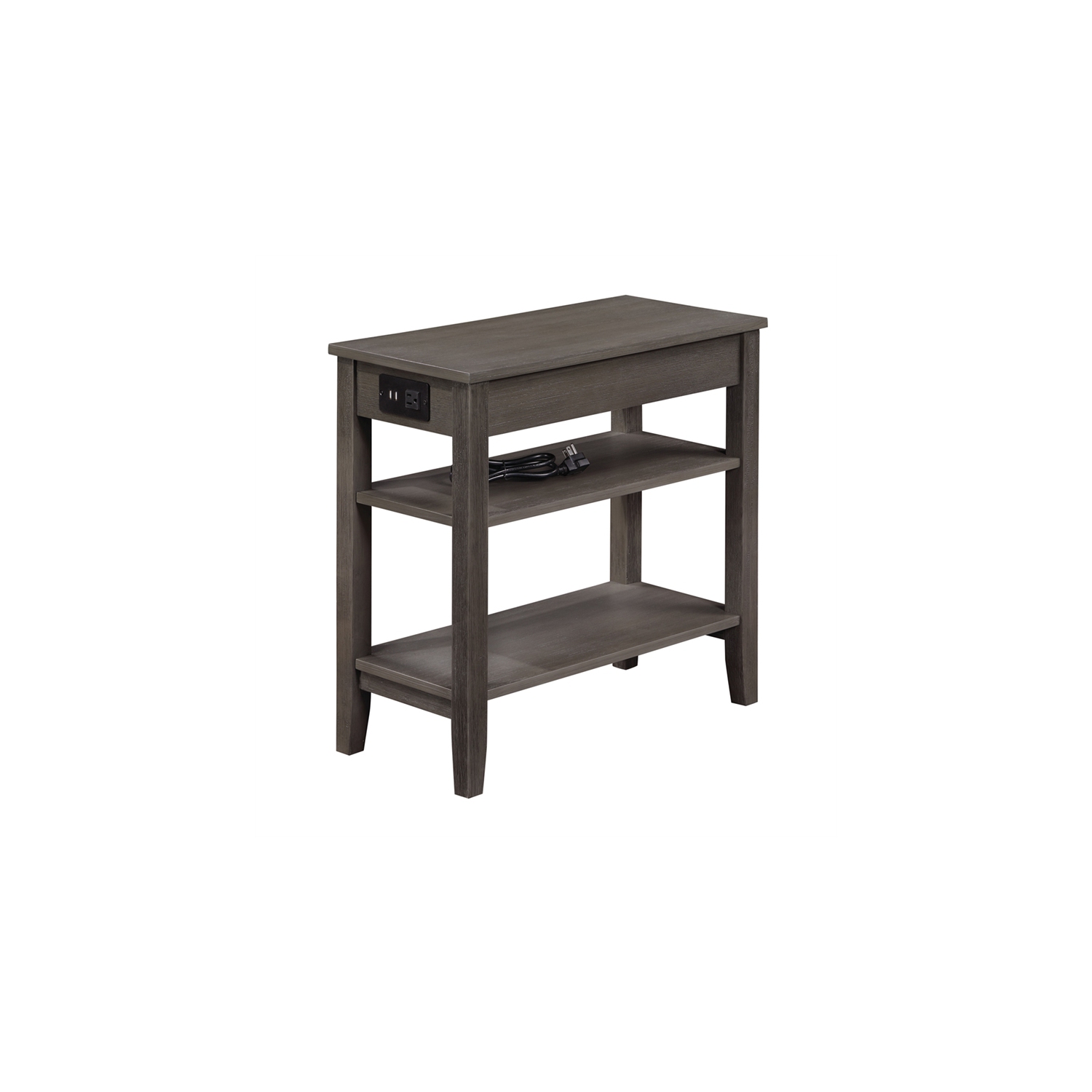 American Heritage One-Drawer End Table w/Charging Station in Gray Wood Finish
