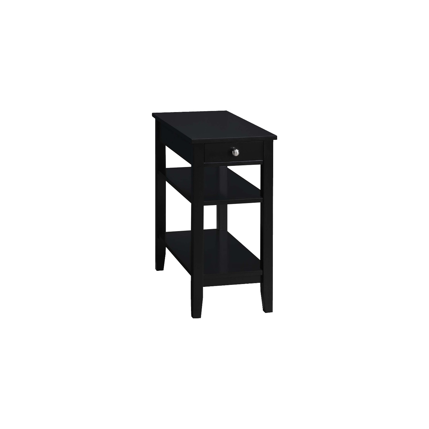 American Heritage One-Drawer End Table w/Charging Station in Black Wood Finish