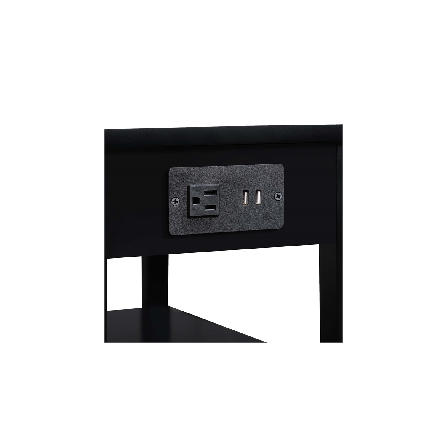 American Heritage One-Drawer End Table w/Charging Station in Black Wood Finish