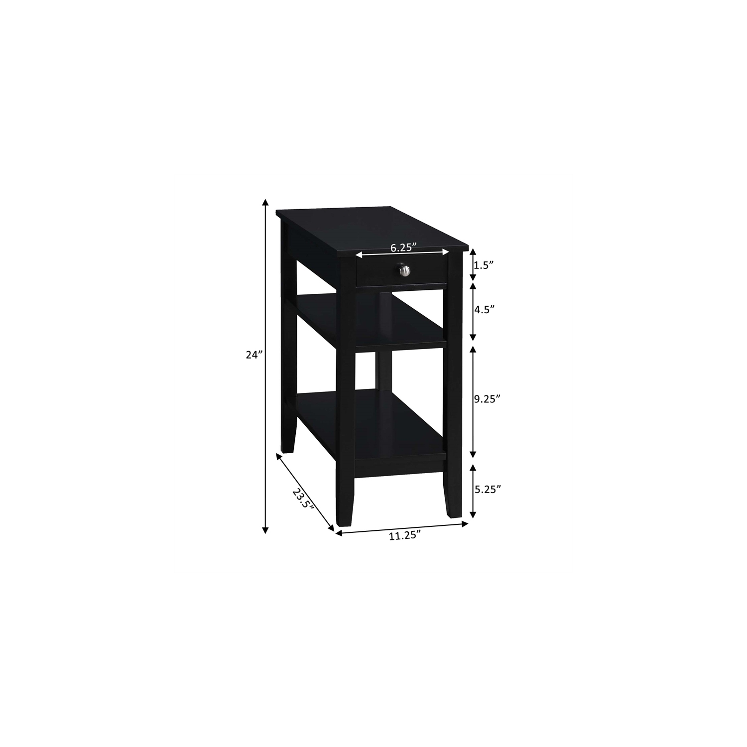 American Heritage One-Drawer End Table w/Charging Station in Black Wood Finish