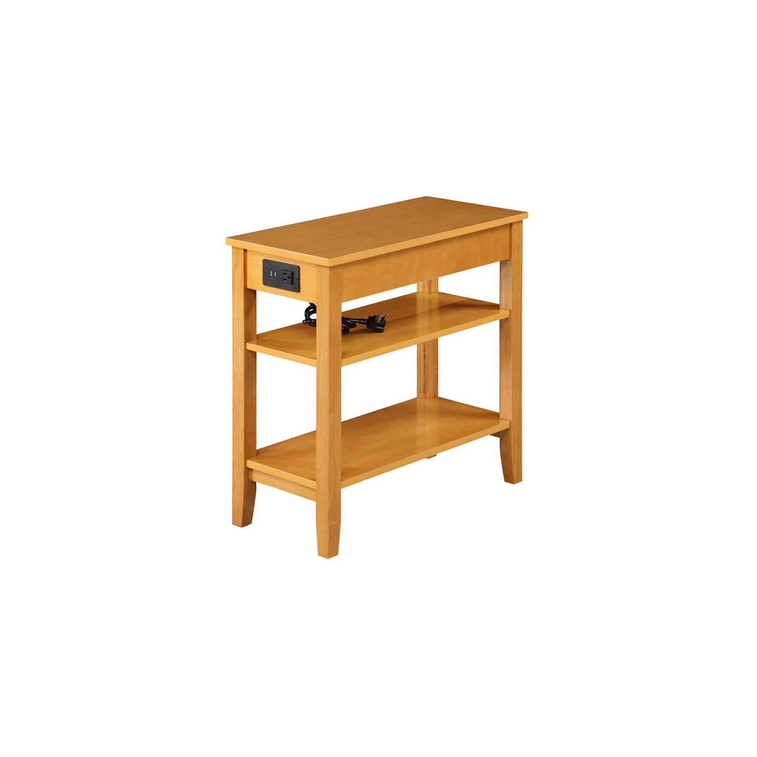 American Heritage One-Drawer End Table w/Charging Station in Caramel Wood Finish