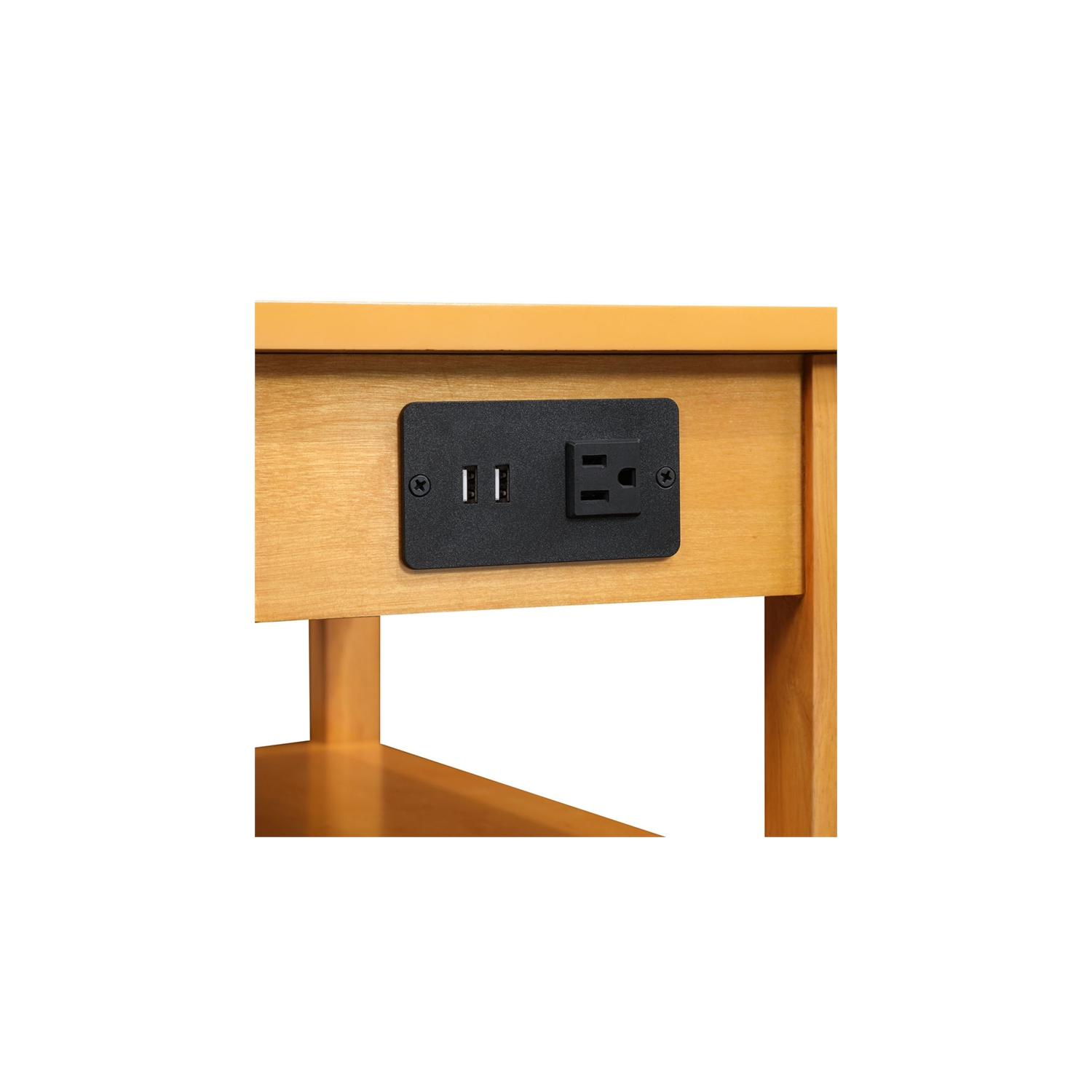 American Heritage One-Drawer End Table w/Charging Station in Caramel Wood Finish