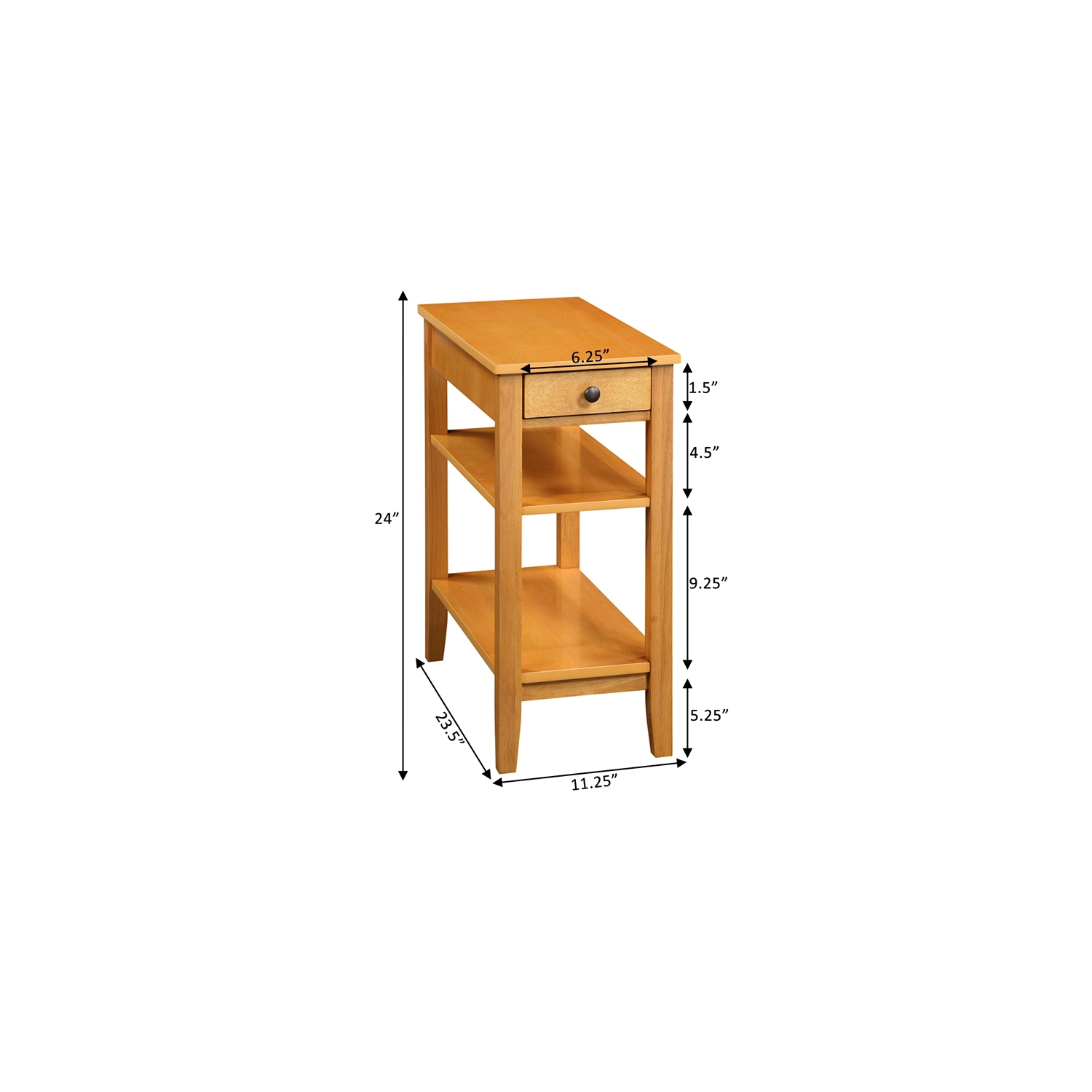 American Heritage One-Drawer End Table w/Charging Station in Caramel Wood Finish