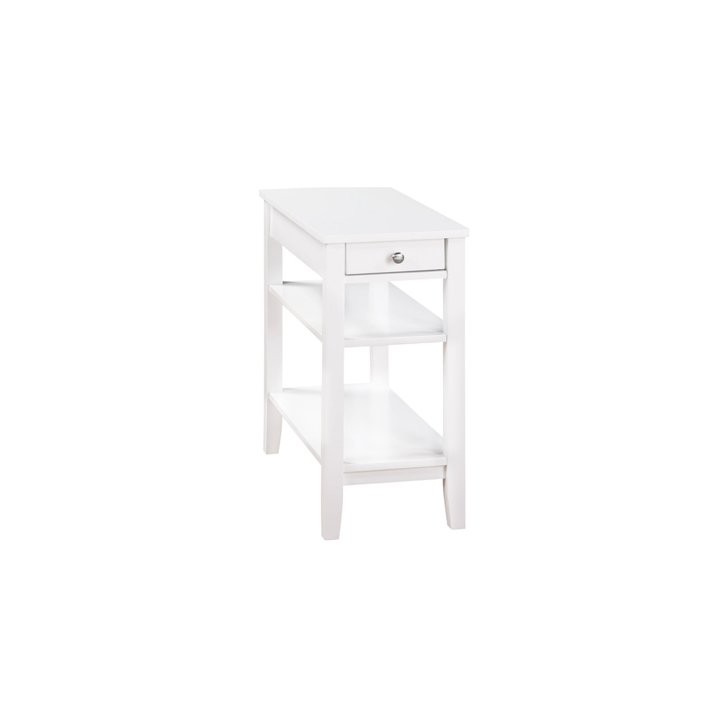 American Heritage One-Drawer End Table with Charging Station in White Wood