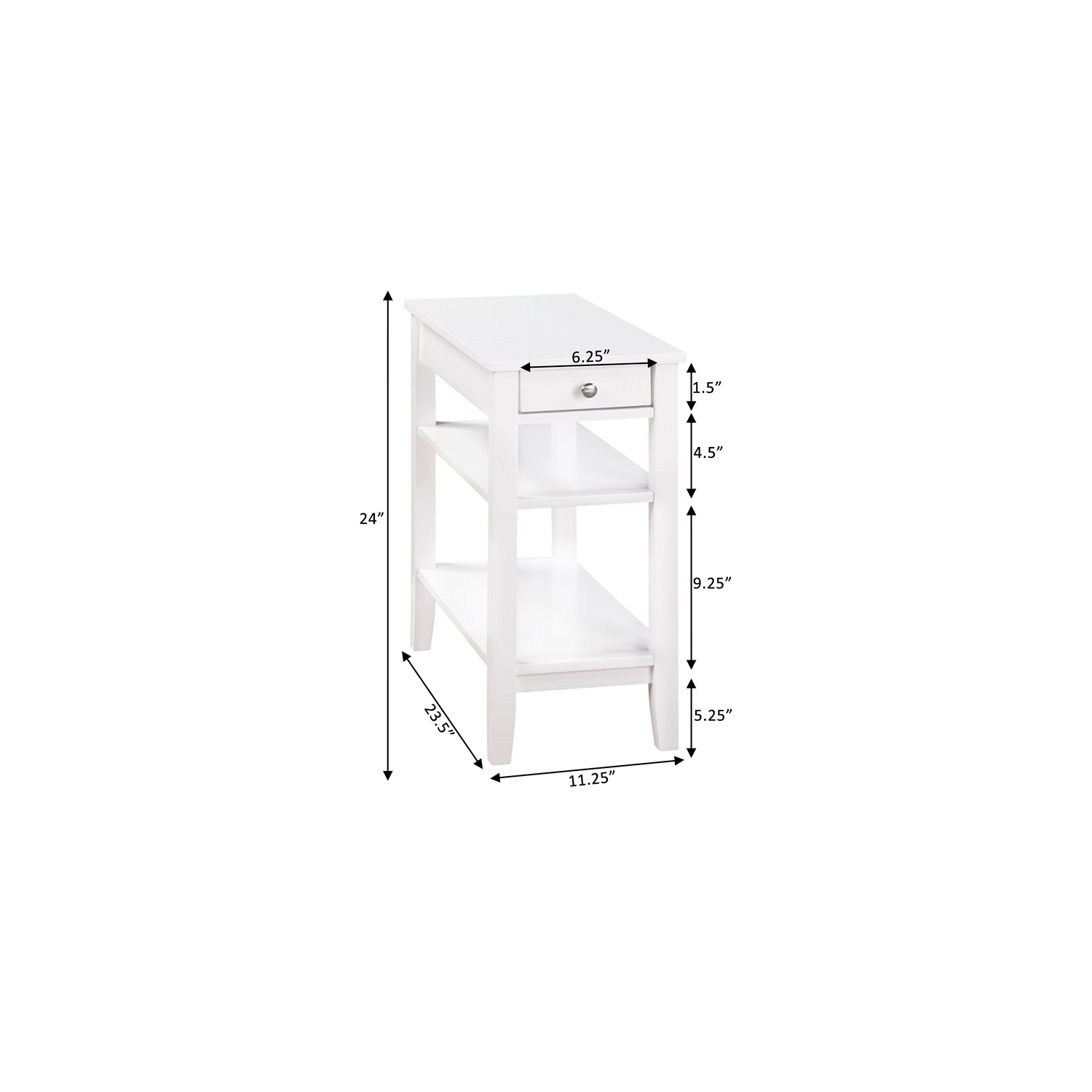 American Heritage One-Drawer End Table with Charging Station in White Wood