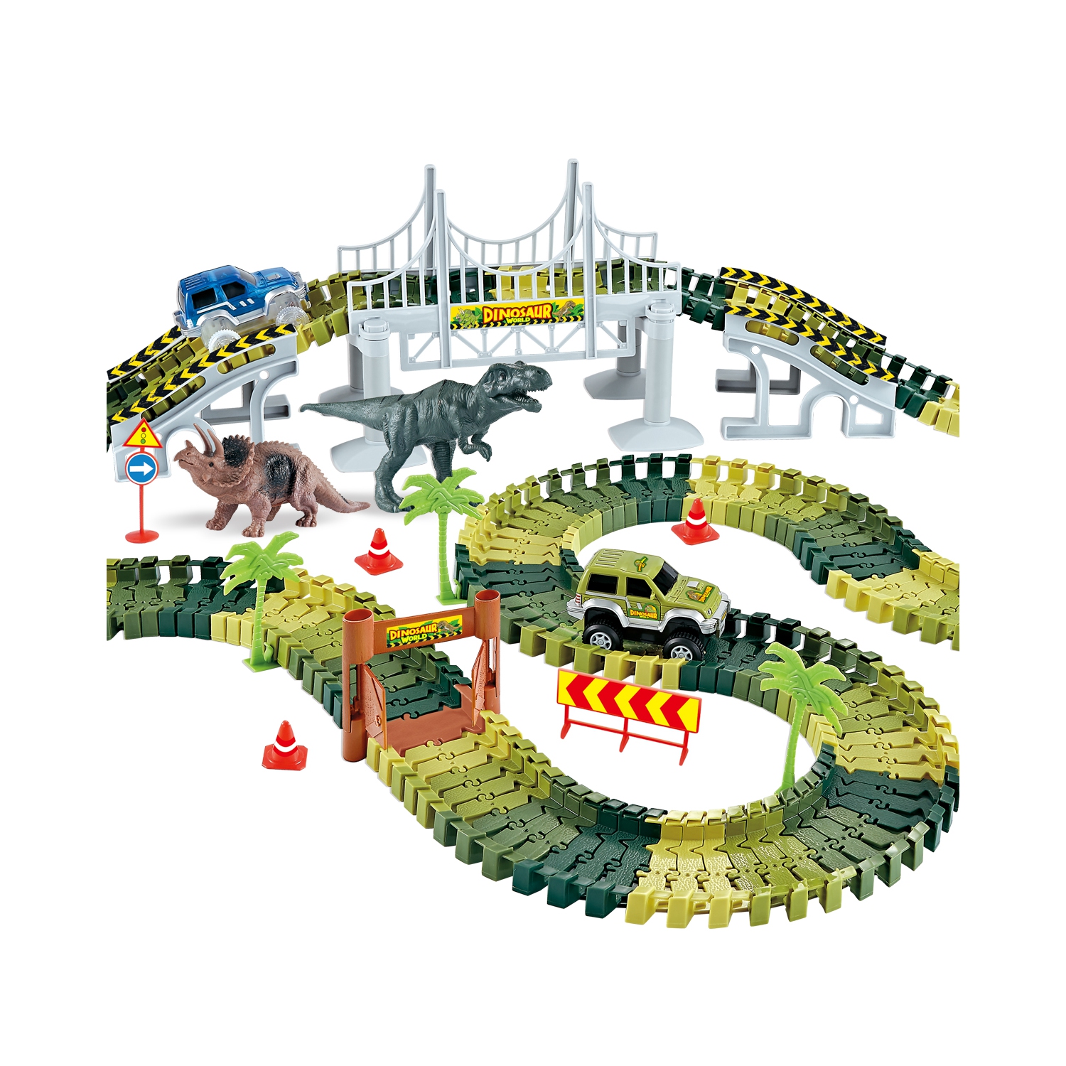 Dinosaur World 240 Pieces Amazing Tracks & Car Set