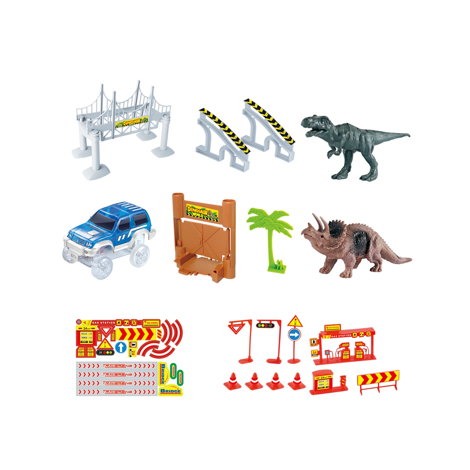 Dinosaur World 240 Pieces Amazing Tracks & Car Set