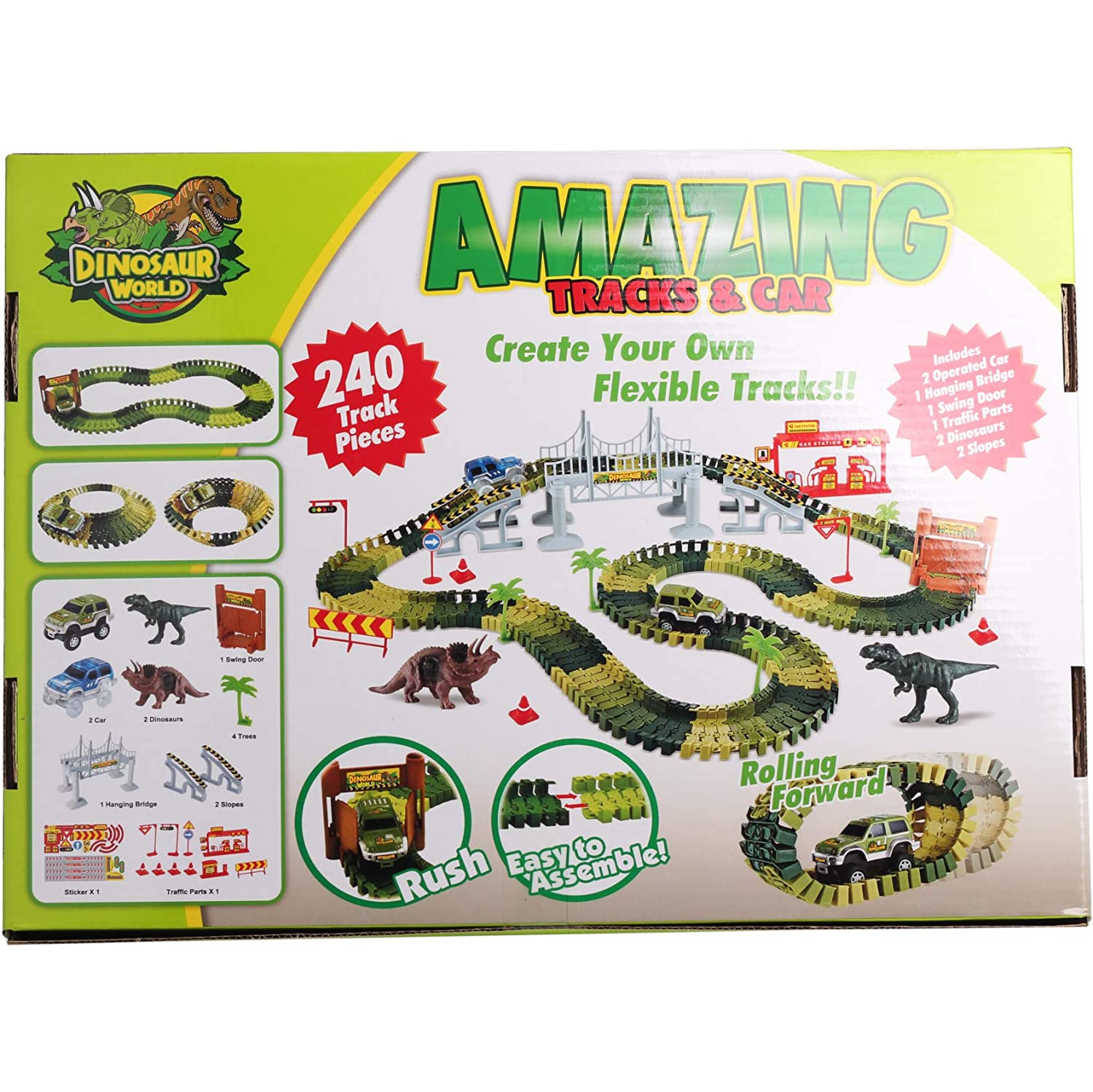 Dinosaur World 240 Pieces Amazing Tracks & Car Set