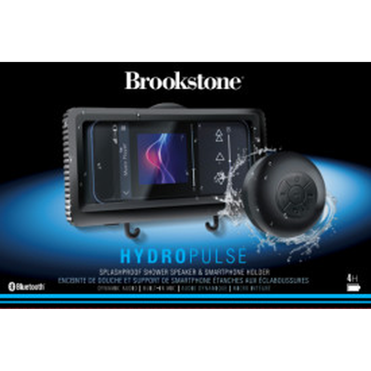 Brookstone HYDROPULSE Splash Proof Shower Speaker Smartphone