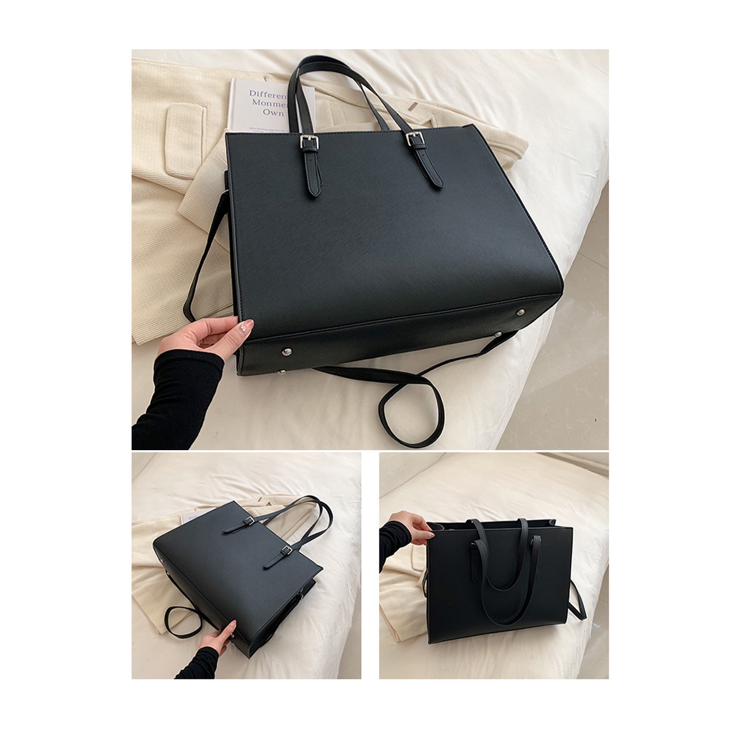 Sac à main à bandoulière pour ordinateur portatif Marine pour portable imperméable PU Cuir léger pour 15.6&nbsp;pouces Accessoires pour ordinateur