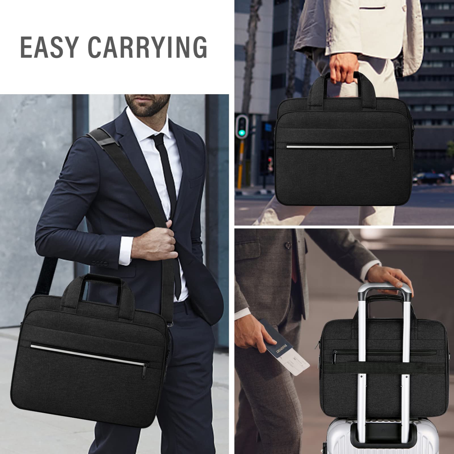 Sac pour portable 15.6 po Mallette hydrofuge Étui de transport pour ordinateur portatif extensible pour hommes sac messager pour bus de voyage