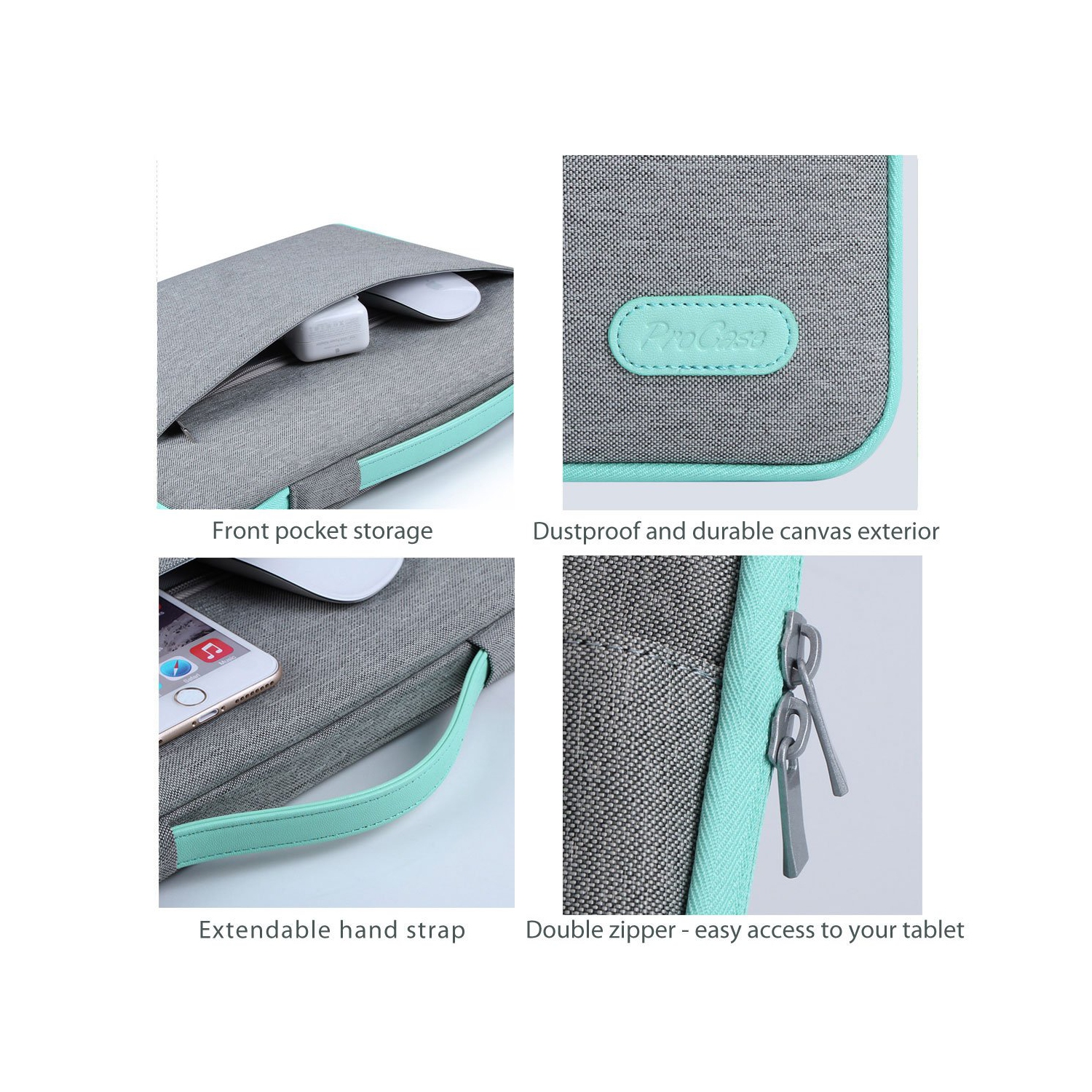 ProCase 14-15.6 Inch Laptop Sleeve Case Protective Bag, Ultrabook Notebook Carrying Case Handbag Compatible with MacBook Pro