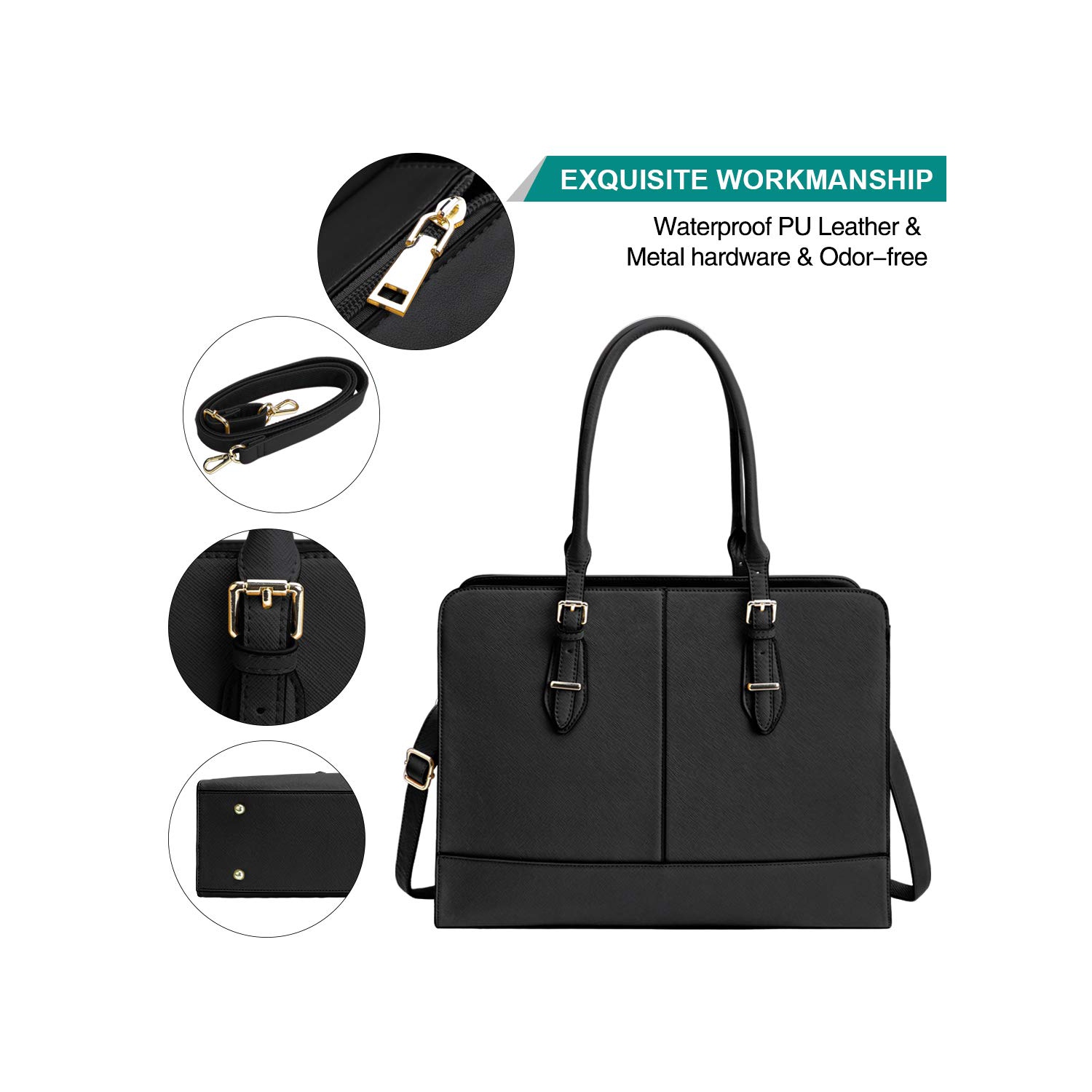 Sac pour portable femme sac fourre-tout en cuir/bandoulière pour ordinateur de 15.6 po/sac à main de travail imperméable Professional SH