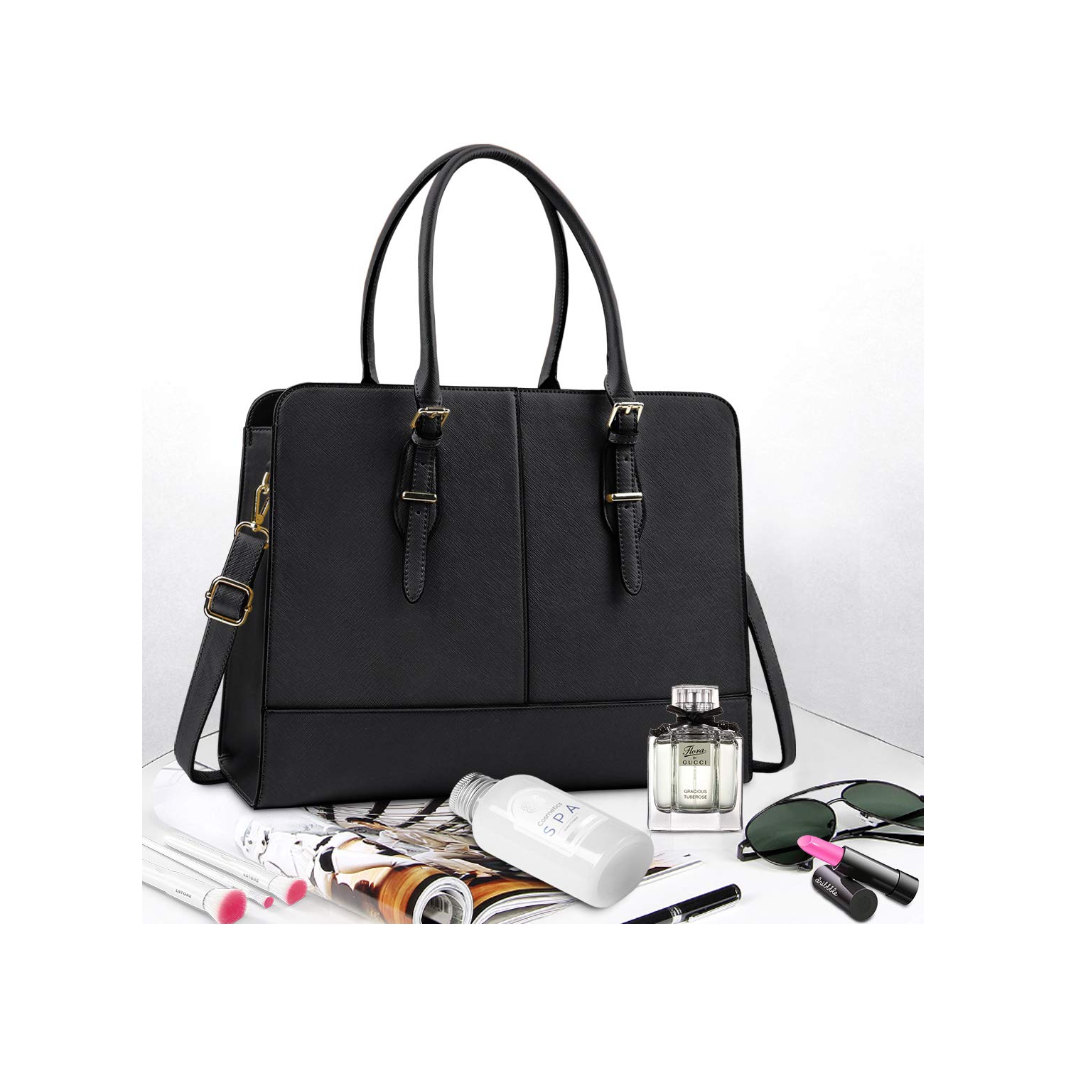 Sac pour portable femme sac fourre-tout en cuir/bandoulière pour ordinateur de 15.6 po/sac à main de travail imperméable Professional SH