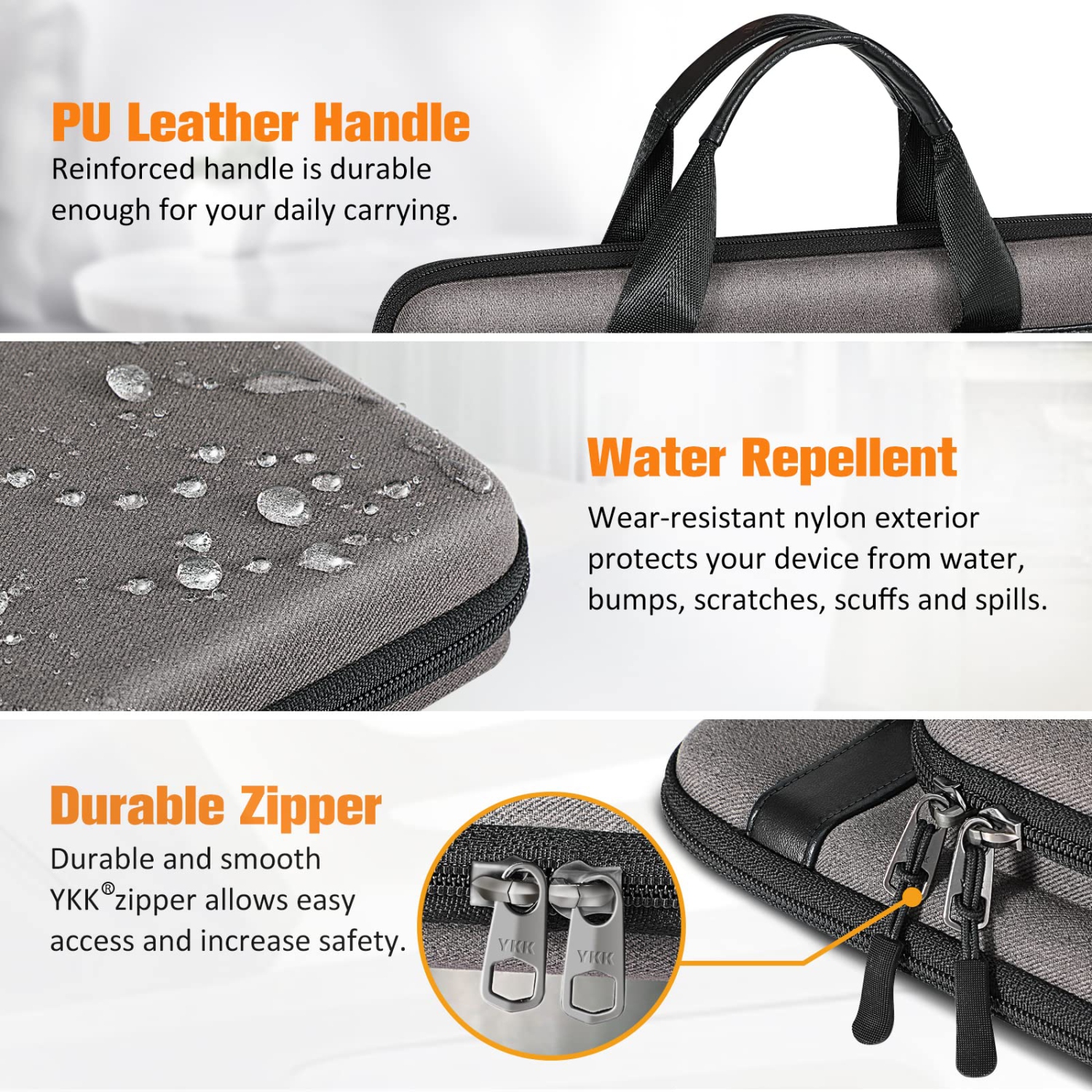 FINPAC 13-14 Inch Laptop Sleeve Case - Briefcase Shoulder Bag with Tablet Pocket and Accessory Pouch