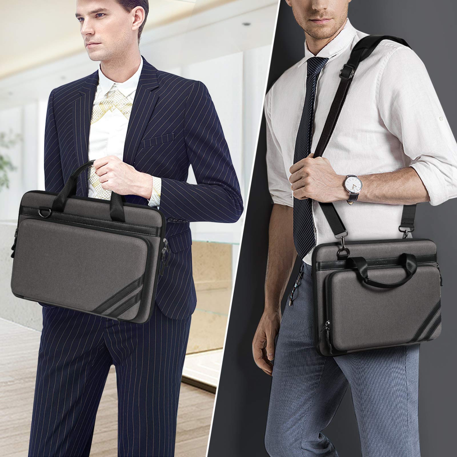 FINPAC 13-14 Inch Laptop Sleeve Case - Briefcase Shoulder Bag with Tablet Pocket and Accessory Pouch