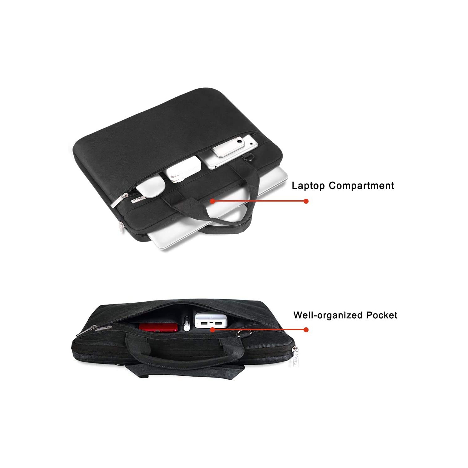 Sac protecteur 360° pour portable 15,6 po avec bandoulière, housse étanche pour ordinateur mince pour MacBook Pro 15/16, XPS 15 de Dell, portable