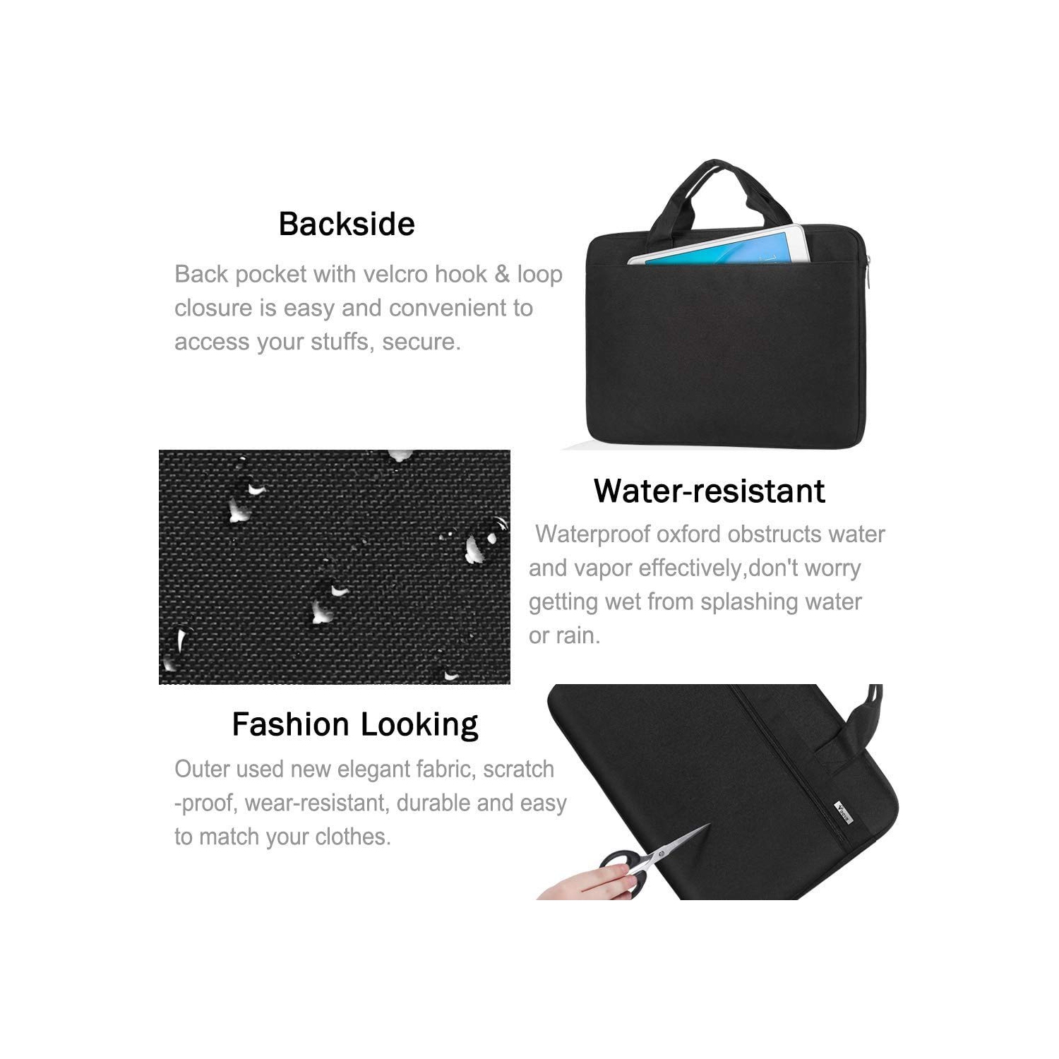 Sac protecteur 360° pour portable 15,6 po avec bandoulière, housse étanche pour ordinateur mince pour MacBook Pro 15/16, XPS 15 de Dell, portable