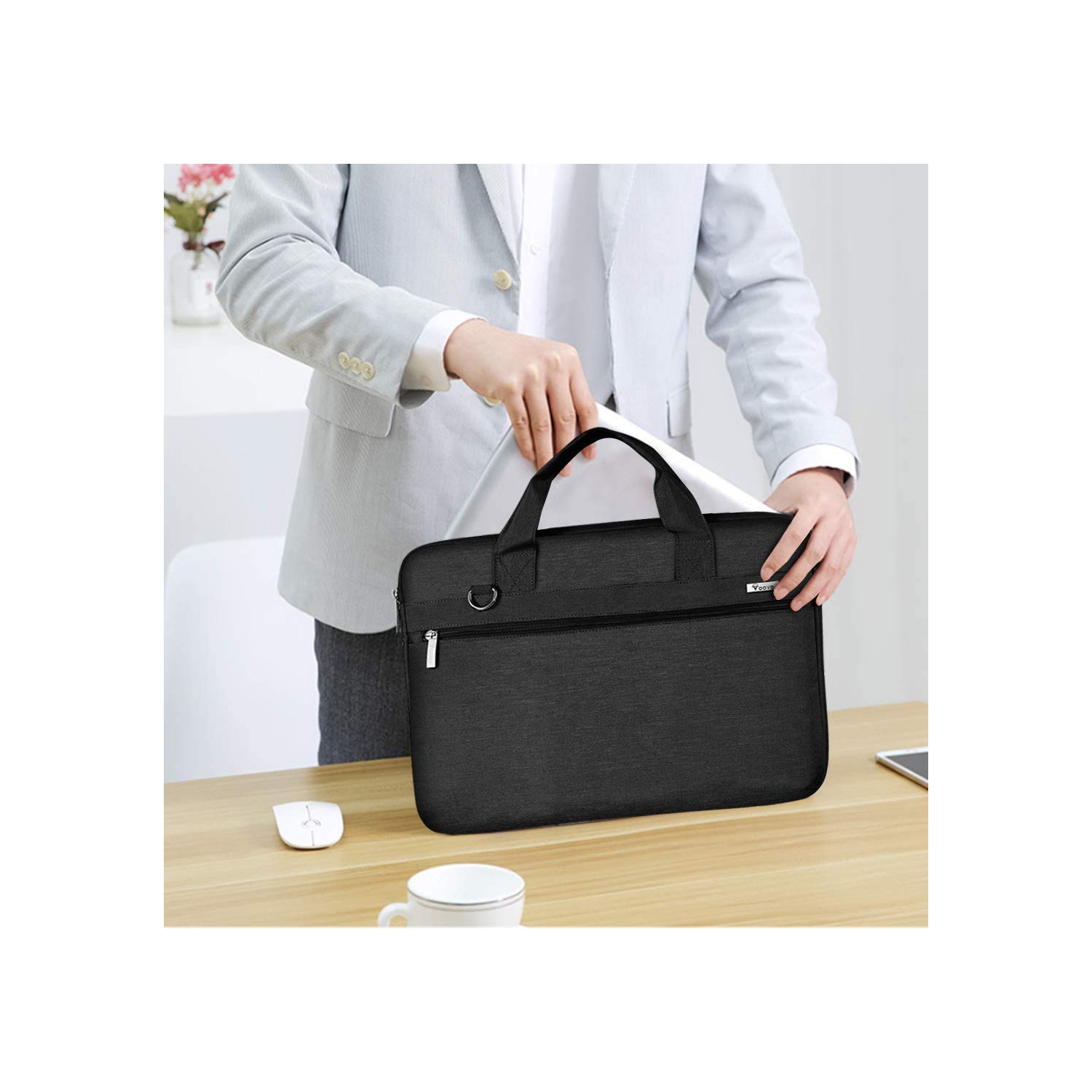 Voova 360° Protective Laptop Bag Case 17 17.3 Inch with Shoulder Strap, Waterproof Slim Computer Sleeve for MacBook Pro 17,