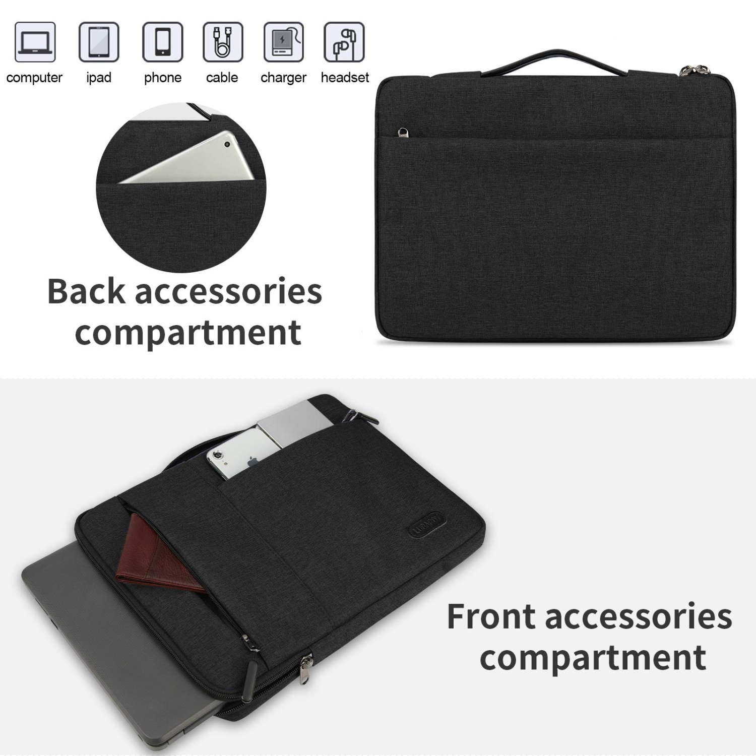 Laptop Sleeve 13-14 inch Waterproof Business Laptop case Compatible with 13 MacBook air pro case Notebook Protective Handbag Laptop Bag for Men Women