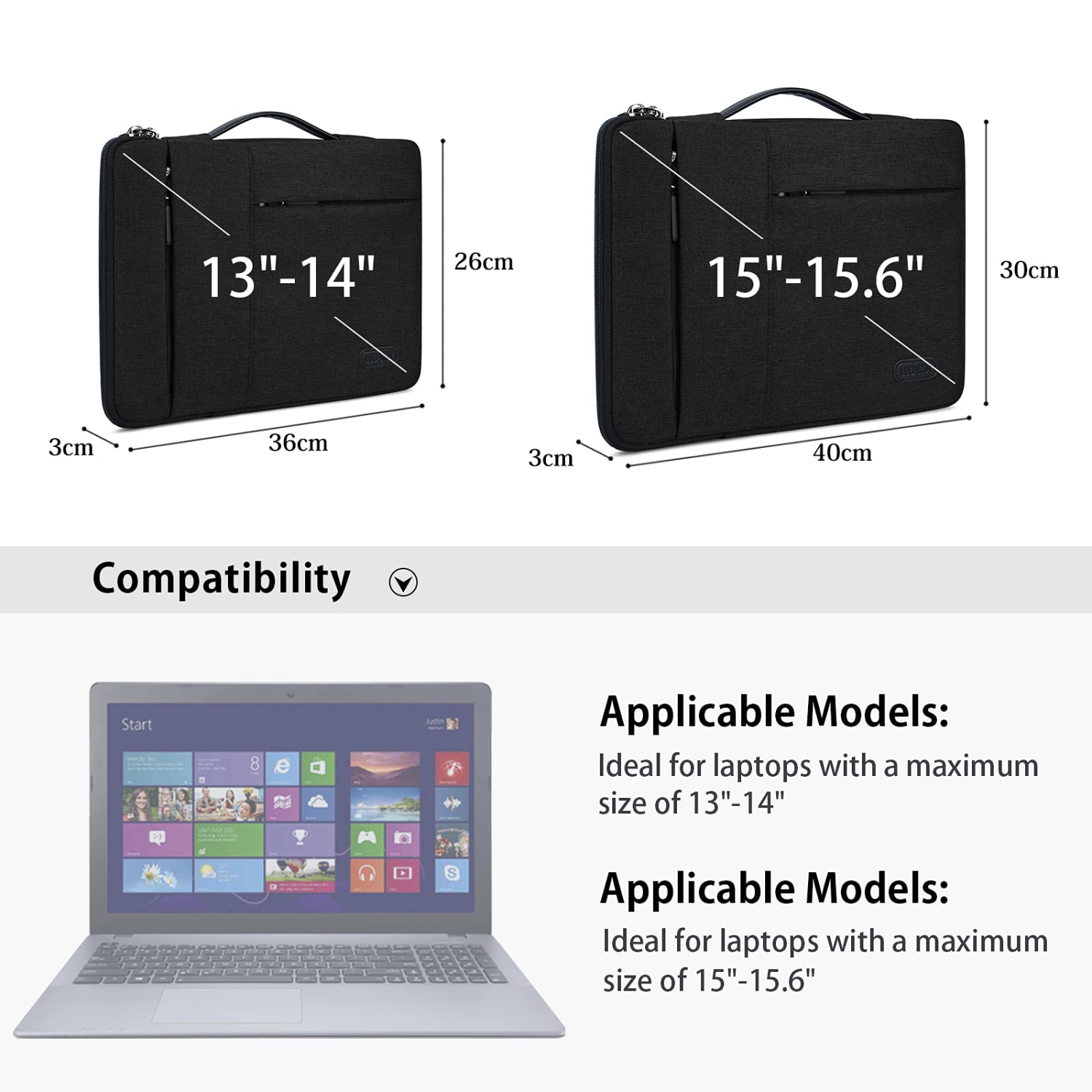 Laptop Sleeve 13-14 inch Waterproof Business Laptop case Compatible with 13 MacBook air pro case Notebook Protective Handbag Laptop Bag for Men Women