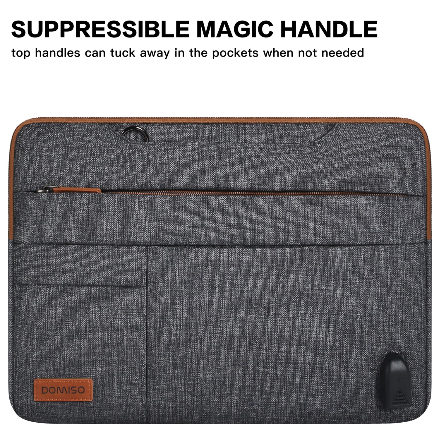 15 Inch Multi-Functional Laptop Sleeve Business Briefcase Messenger Bag with USB Charging Port for 15-15.6" Laptop/Apple/Lenovo IdeaPad/Acer