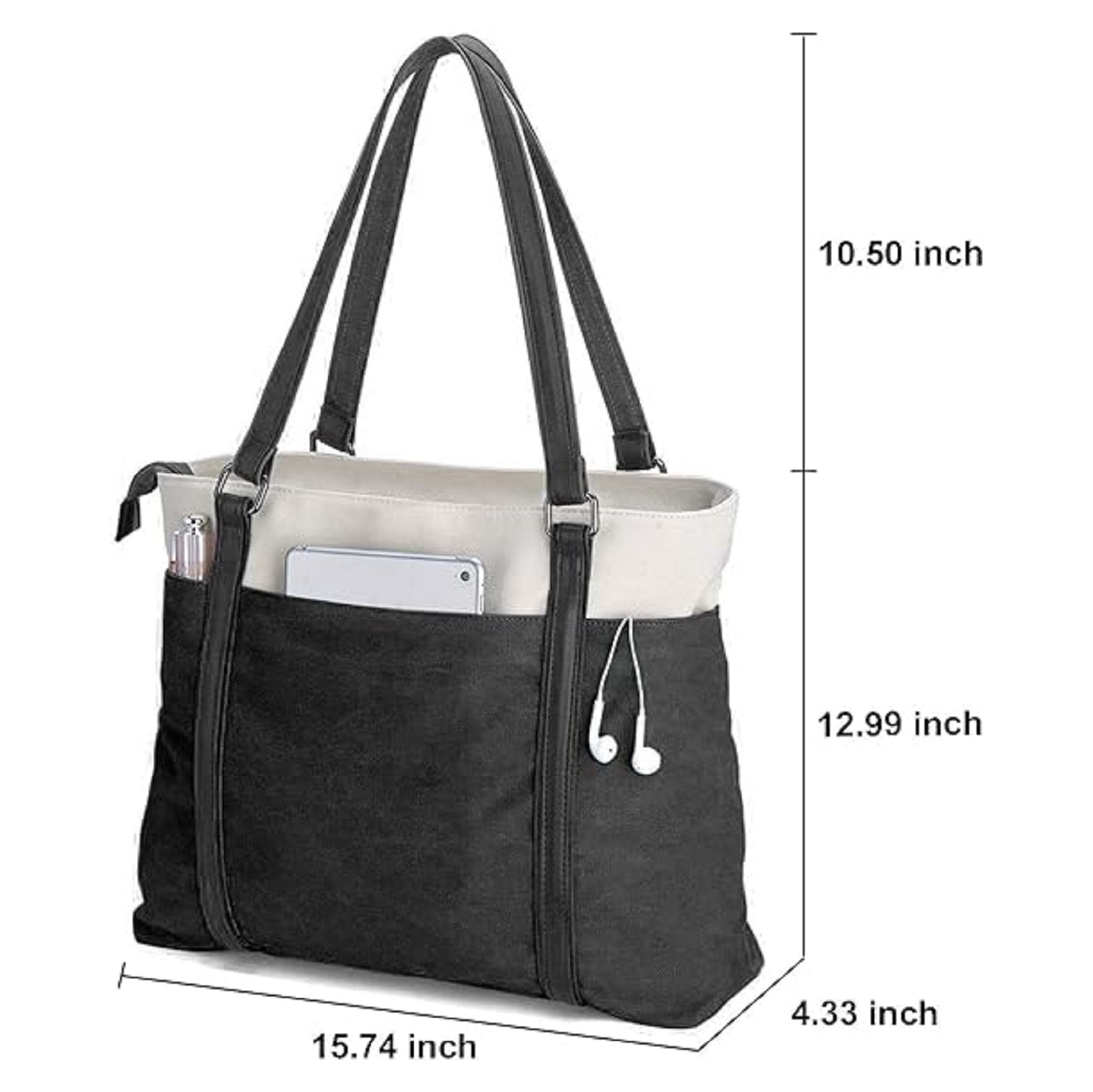Sac fourre-tout pour ordinateur portatif pour femmes travail Splice légère sac à main en toile 15.6 po