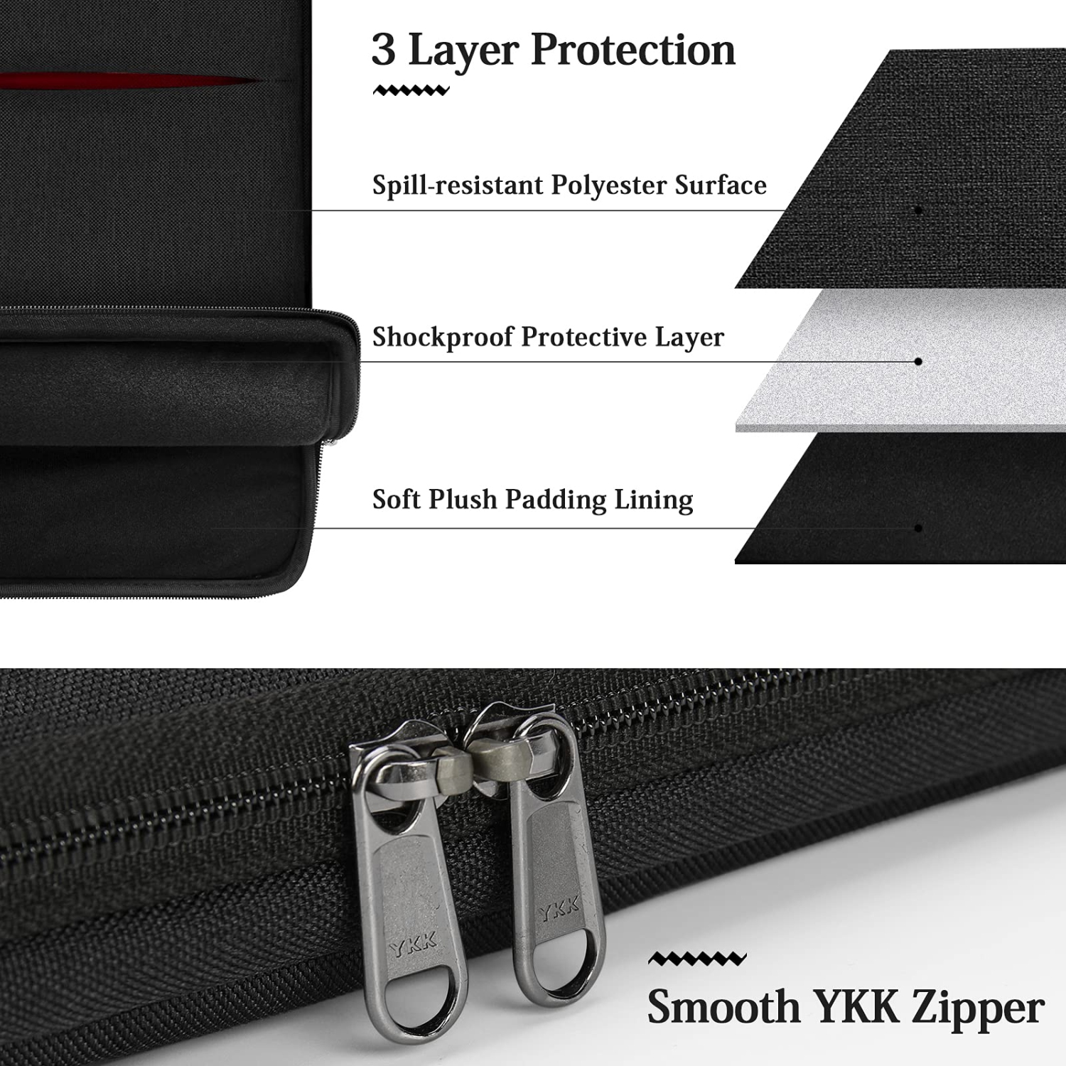 15-15.6 Inch Laptop Sleeve Case 360 Protective Laptop Bag Waterproof Polyester/Tablet Carrying Case Handbag Computer Shockpr