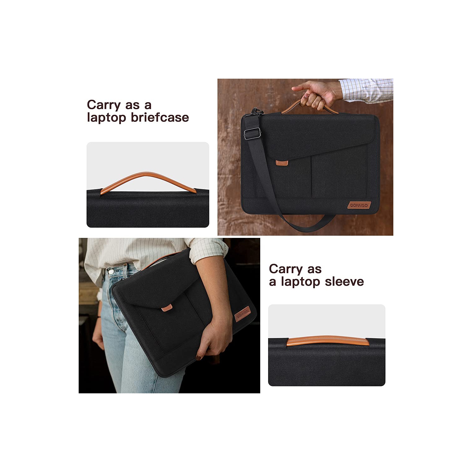 DOMISO 17-17.3 Inch Laptop Sleeve Bag Business Briefcase Messenger Bag Compatible with 17.3" Dell Computer/HP Pavilion 17/Pr