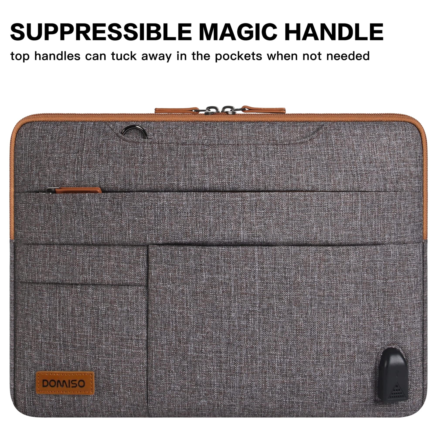 15 Inch Multi-Functional Laptop Sleeve Business Briefcase Messenger Bag with USB Charging Port for 15-15.6" Laptop/Apple/Lenovo IdeaPad/Acer