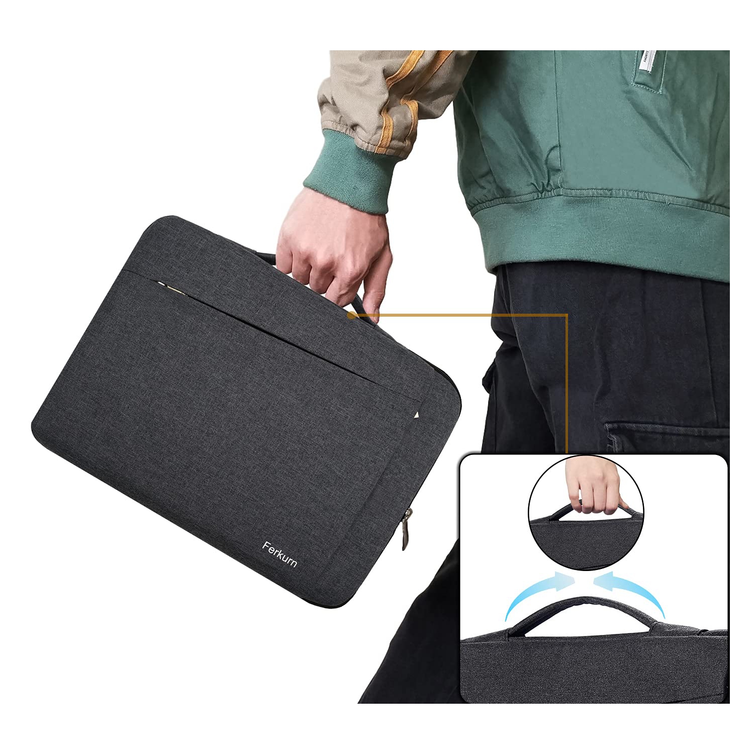 Étui Ferkurne 14 po pour portable Inspiron 15 XPS/Surface Laptop 4/2021 MacBook Pro 15.6 16 15/Asus Pavi de Dell