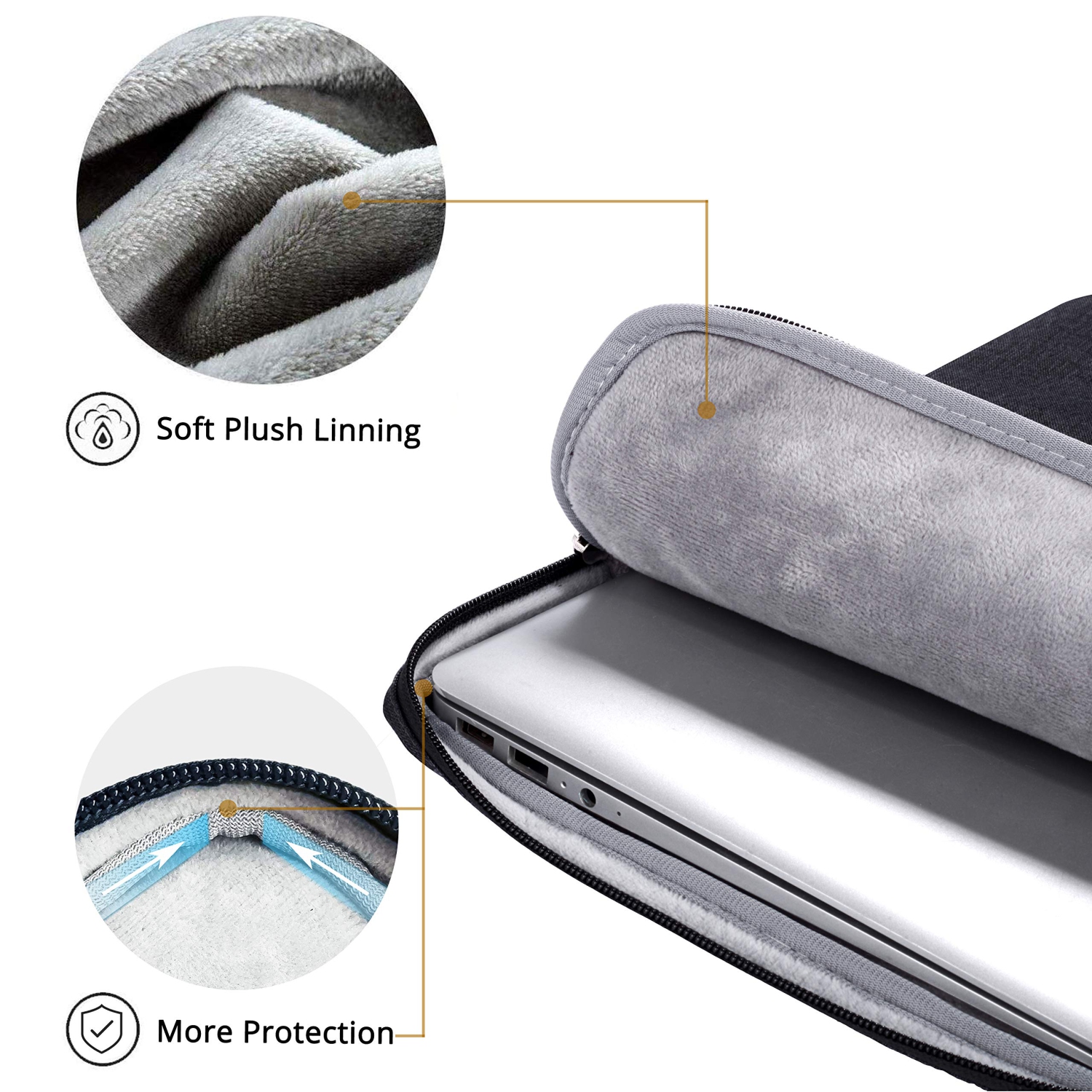 Étui Ferkurne 14 po pour portable Inspiron 15 XPS/Surface Laptop 4/2021 MacBook Pro 15.6 16 15/Asus Pavi de Dell